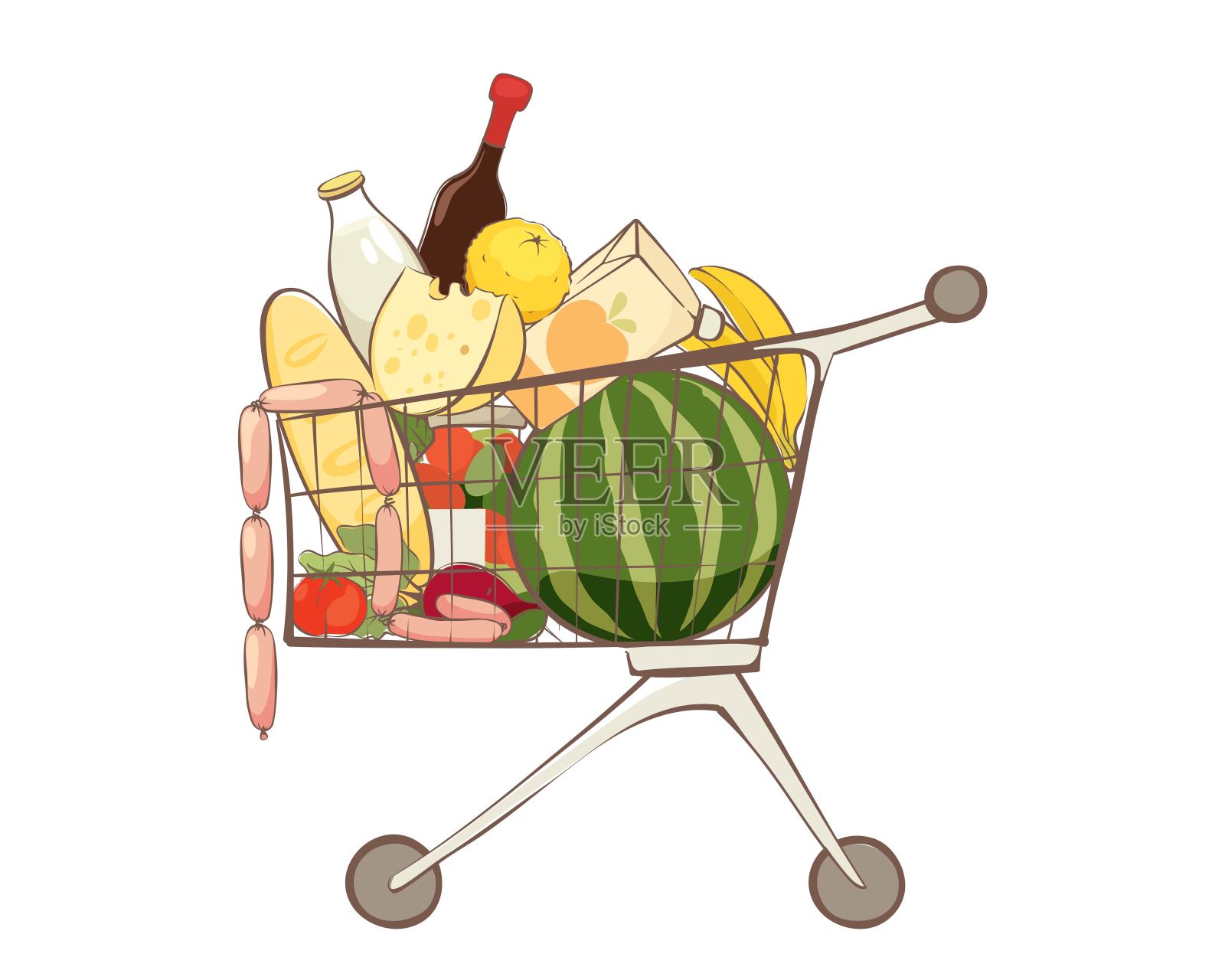 装食物的购物车设计元素图片
