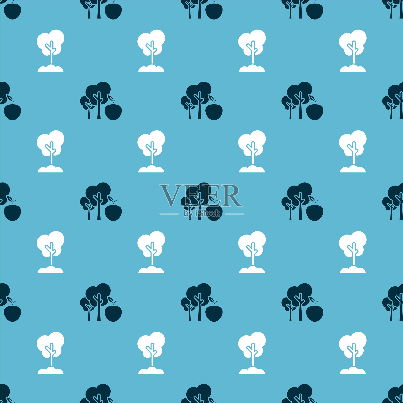 把苹果树和树栽在地上图标素材