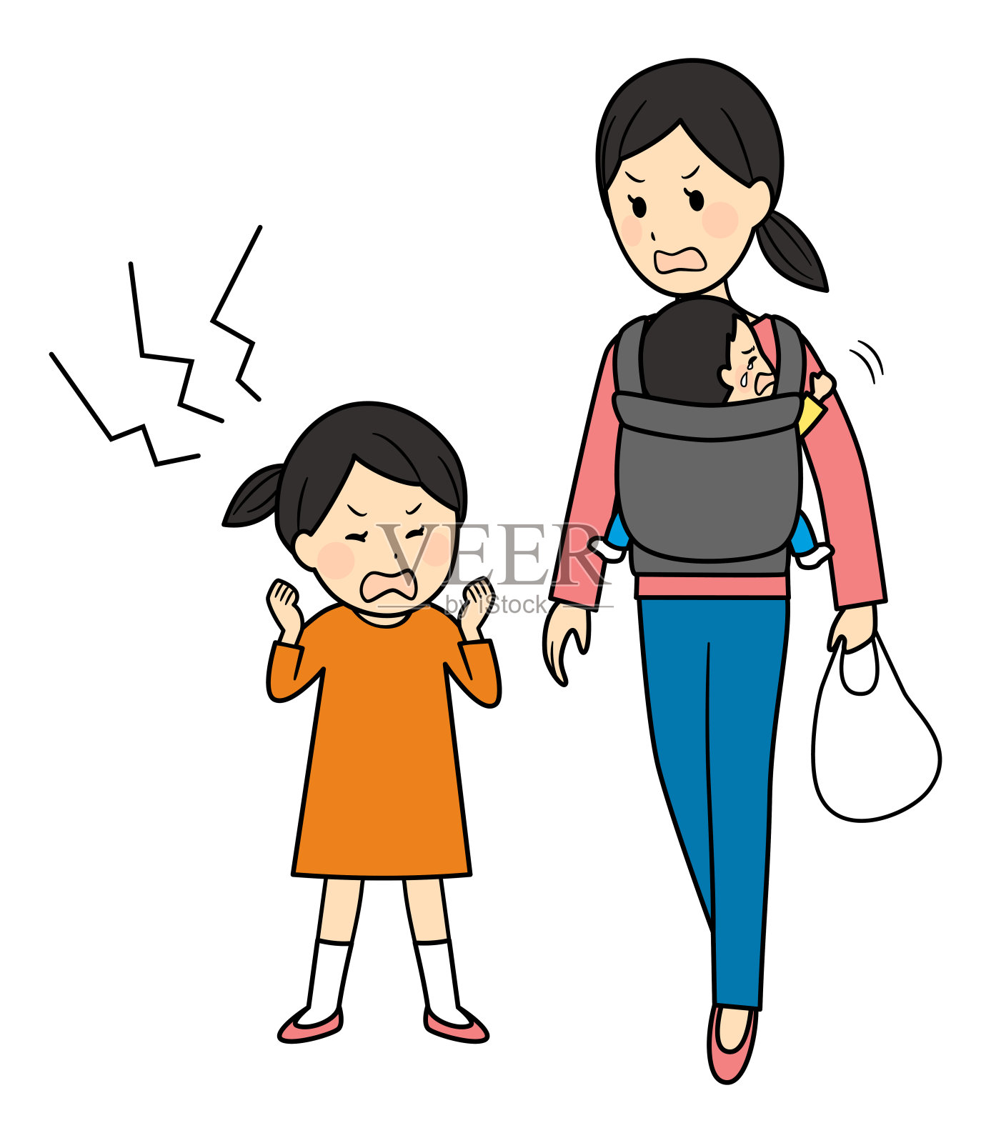 父母和孩子外出的插图插画图片素材