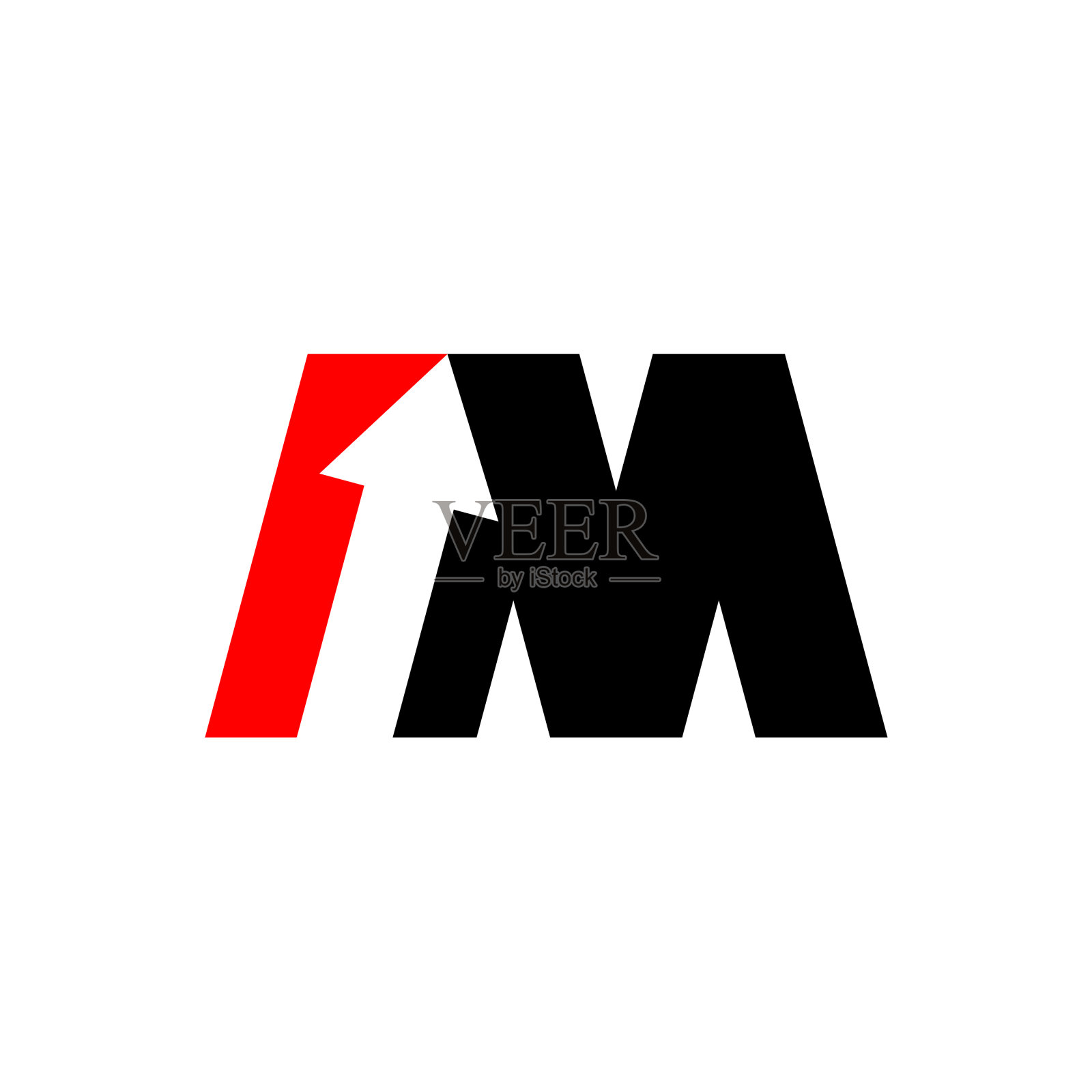 快速增长的箭头向上的初始m字母标记图形设计元素图片