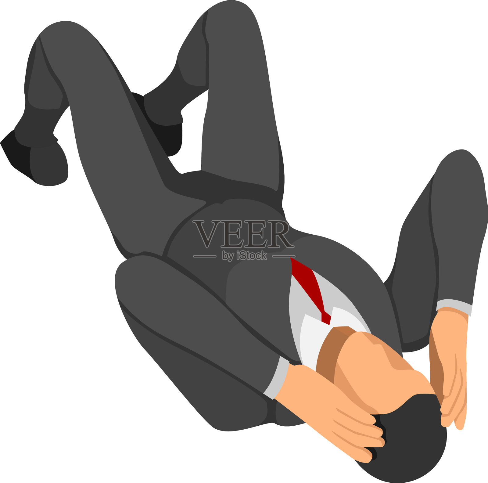 人物穿着西装躺在地板上插画图片素材