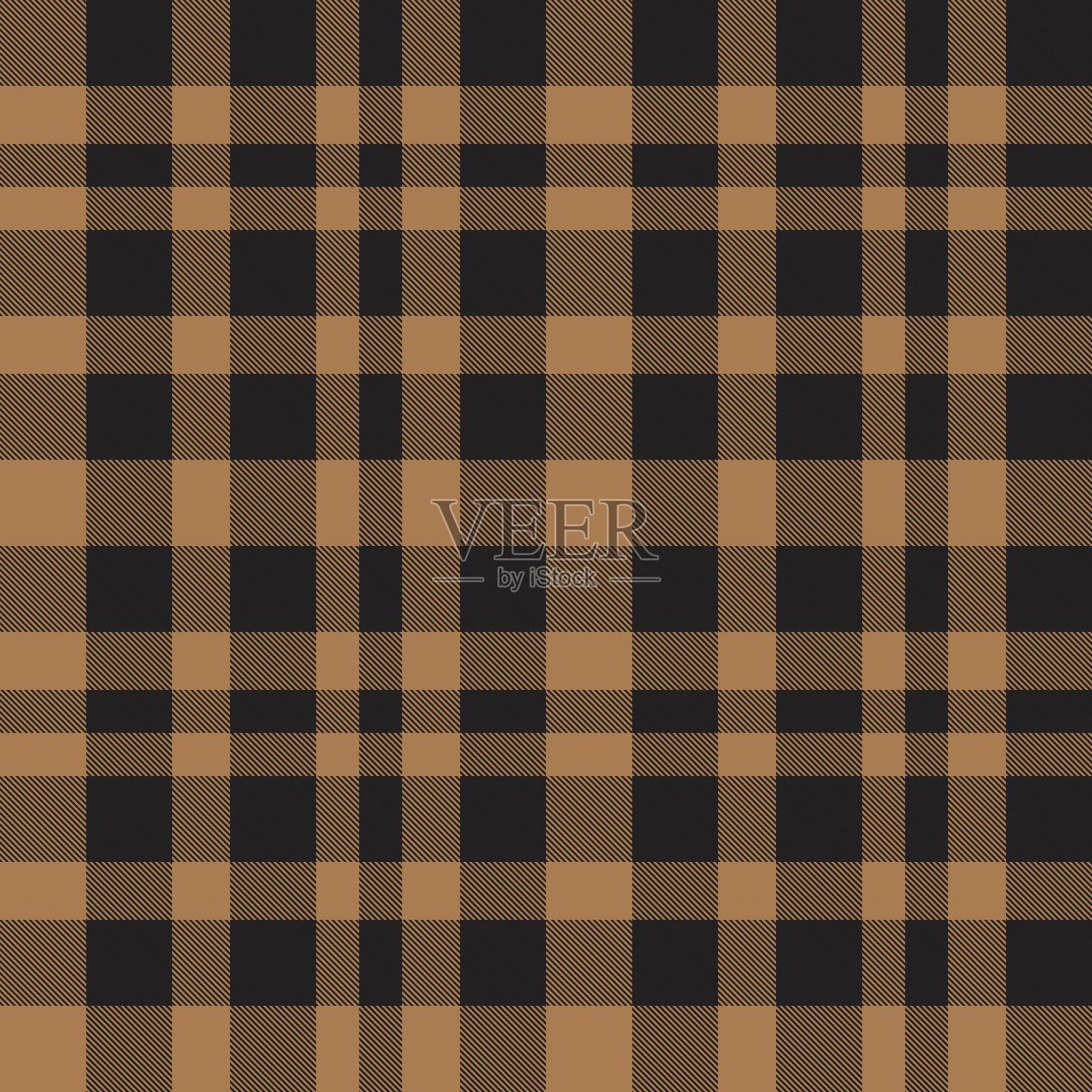 棕色格子花呢无缝图案系列插画图片素材