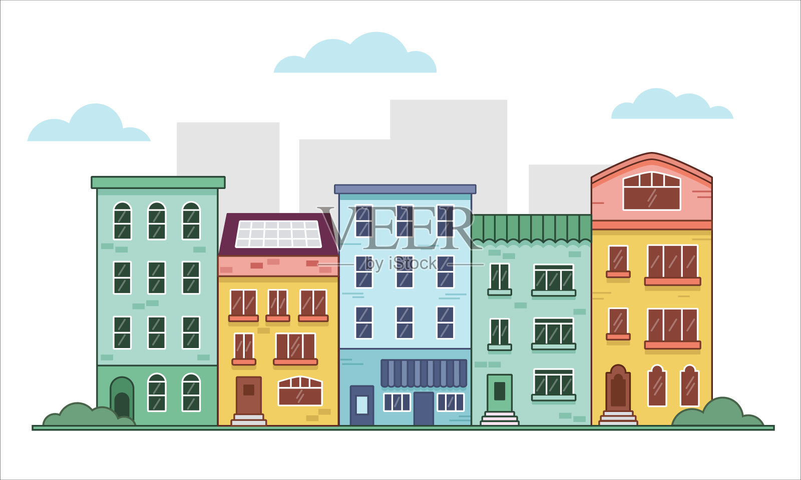 城市景观。城市景观。平的风格。设计元素图片