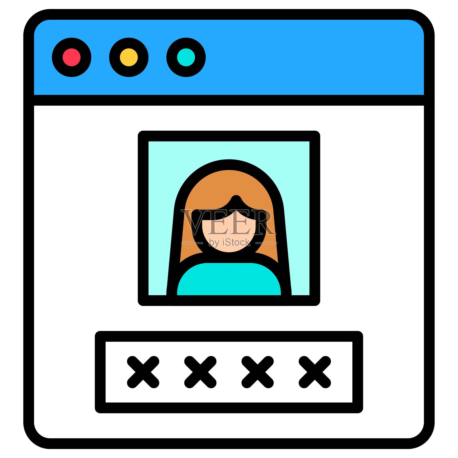 用户配置文件或窗口界面矢量图标插画图片素材