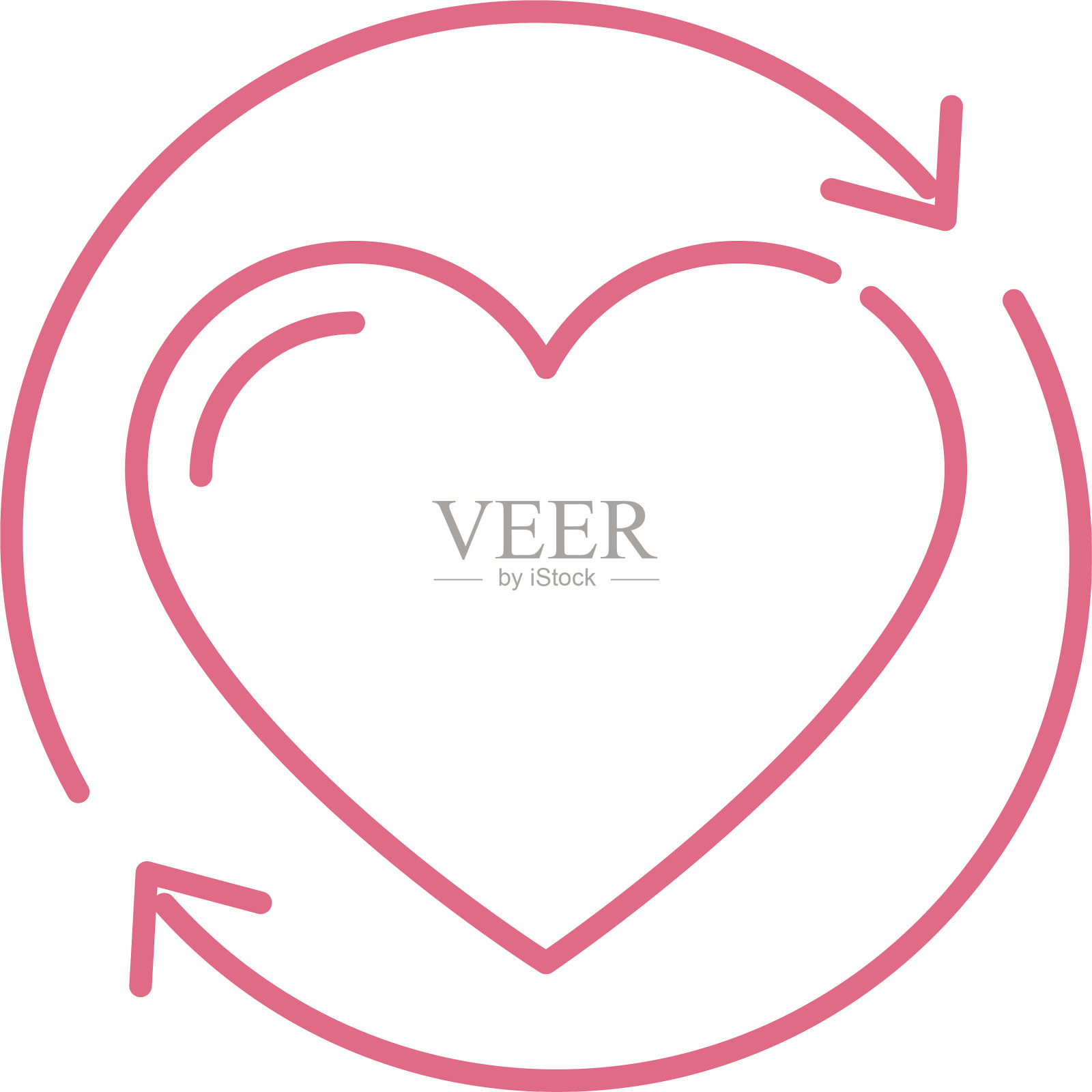 孤立心和箭头圆形设计设计元素图片