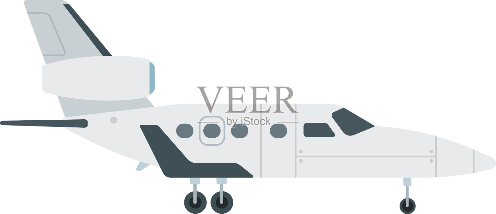 涡轮飞机尾部采用扁平材料设计元素图片