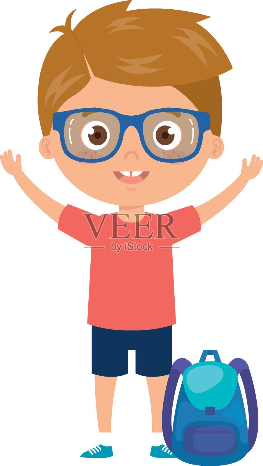 学生男孩带着手提箱返回学校设计元素图片