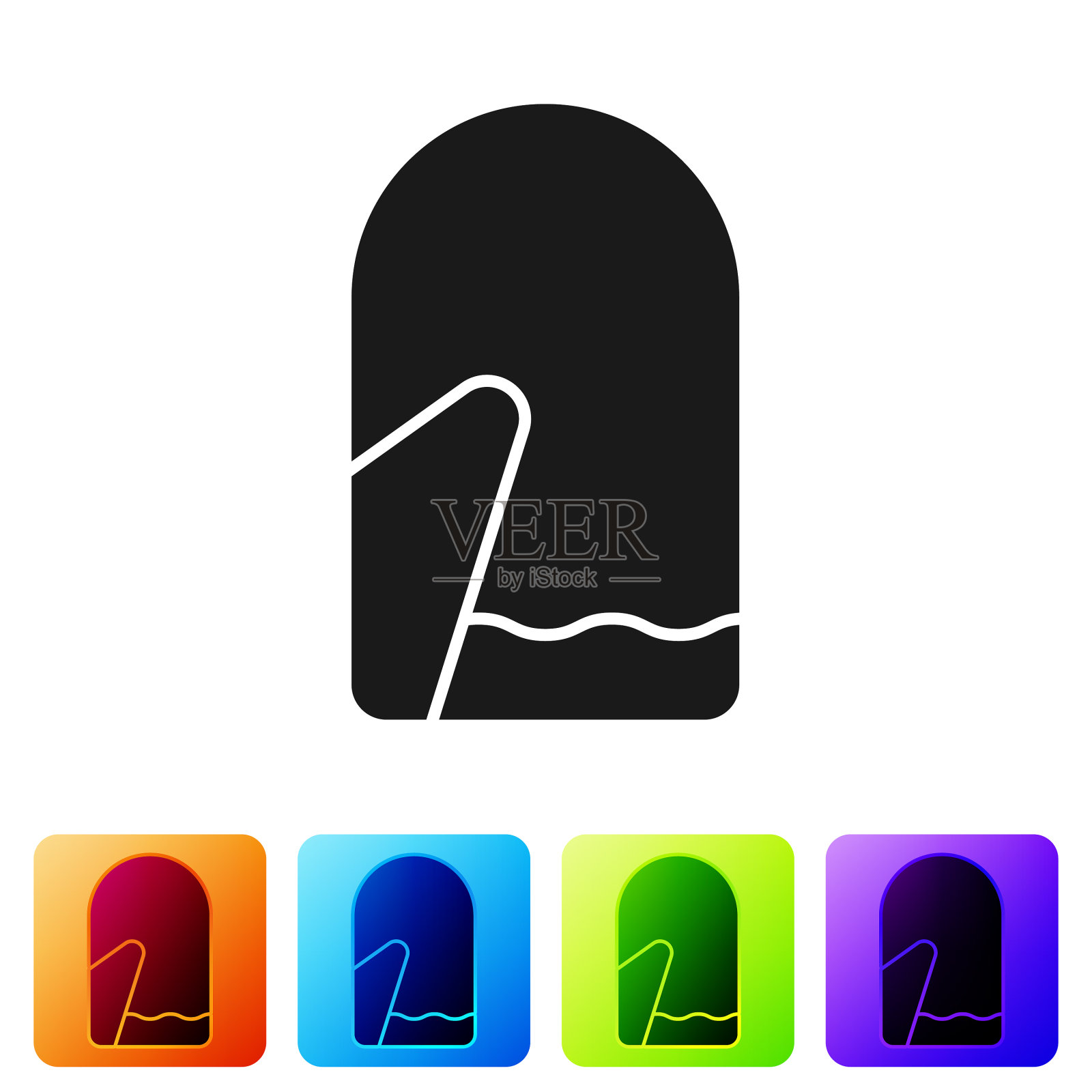 黑色圣诞手套图标孤立在白色图标素材