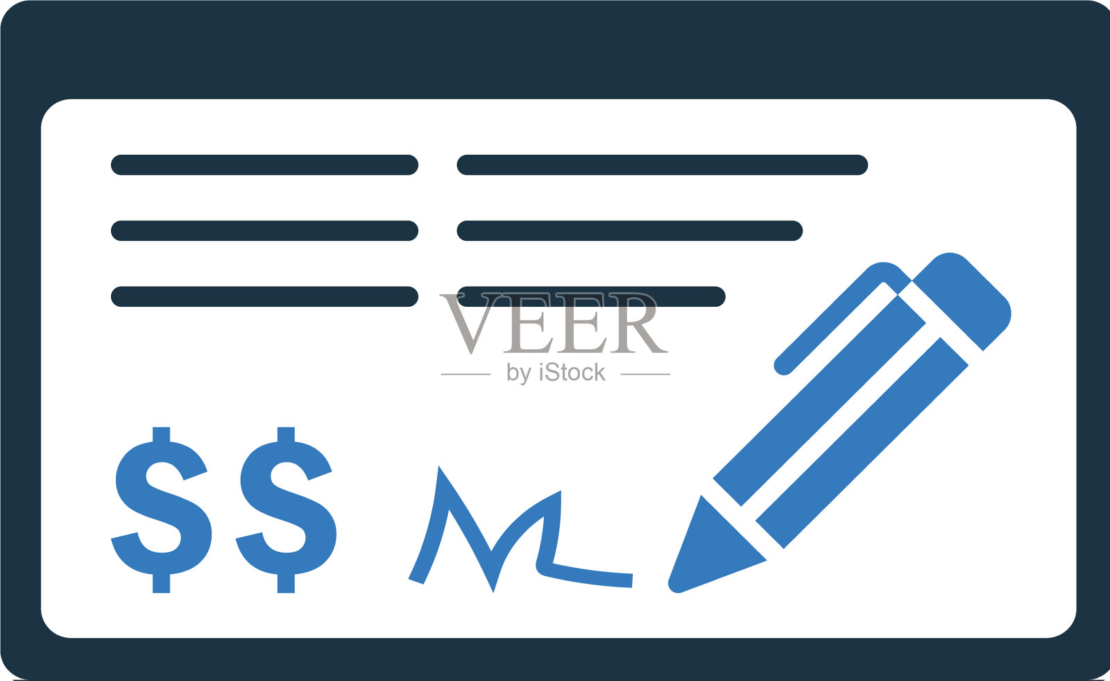 银行支票支付图标设计插画图片素材