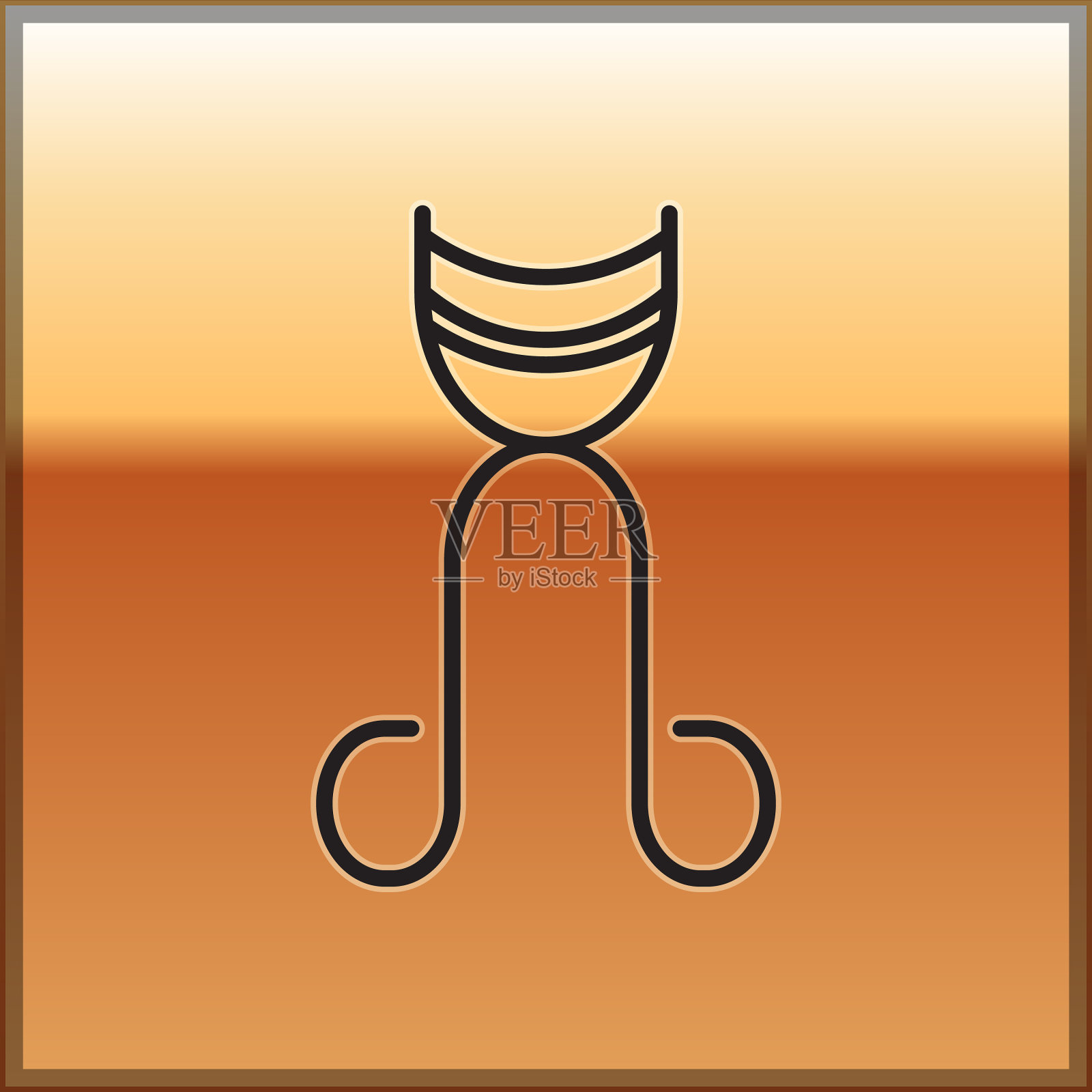 黑色线睫毛夹图标孤立在金色图标素材