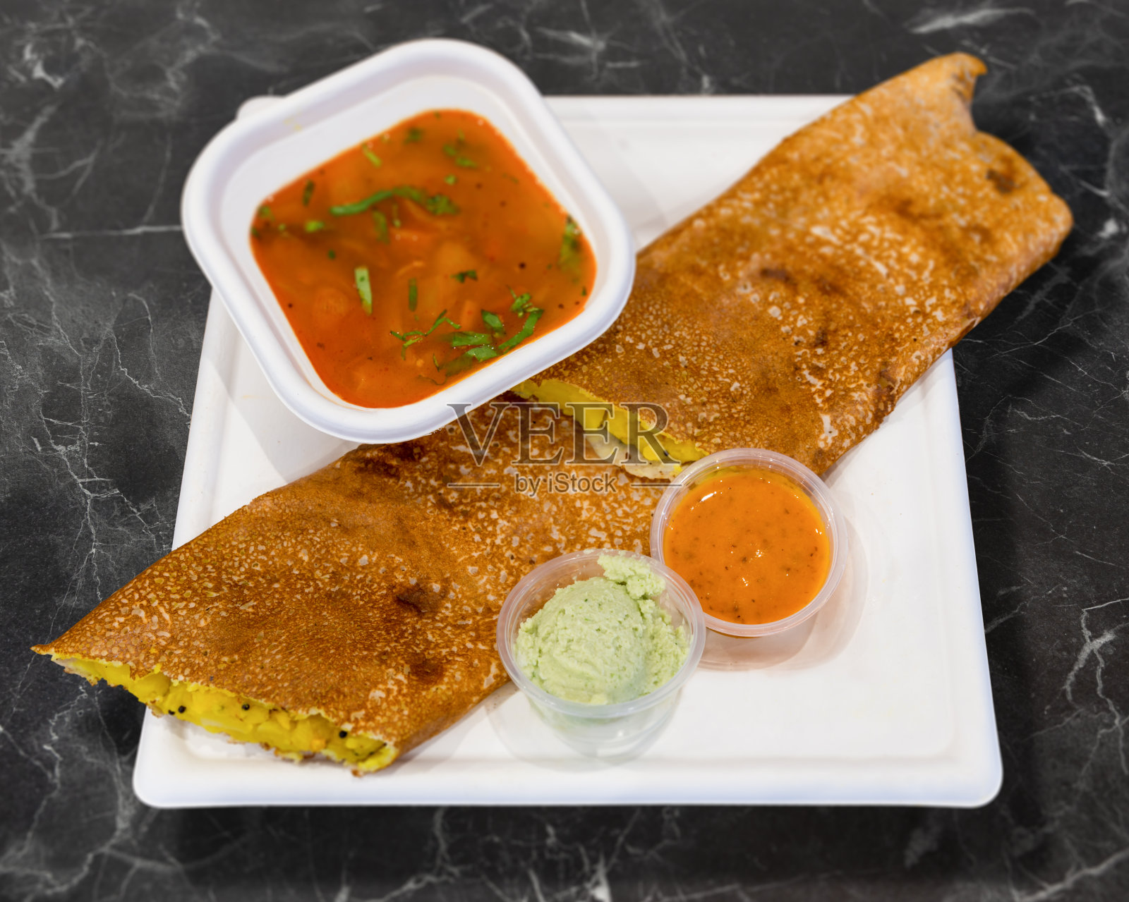 经典印度塞Dosa早餐或午餐的完美选择照片摄影图片