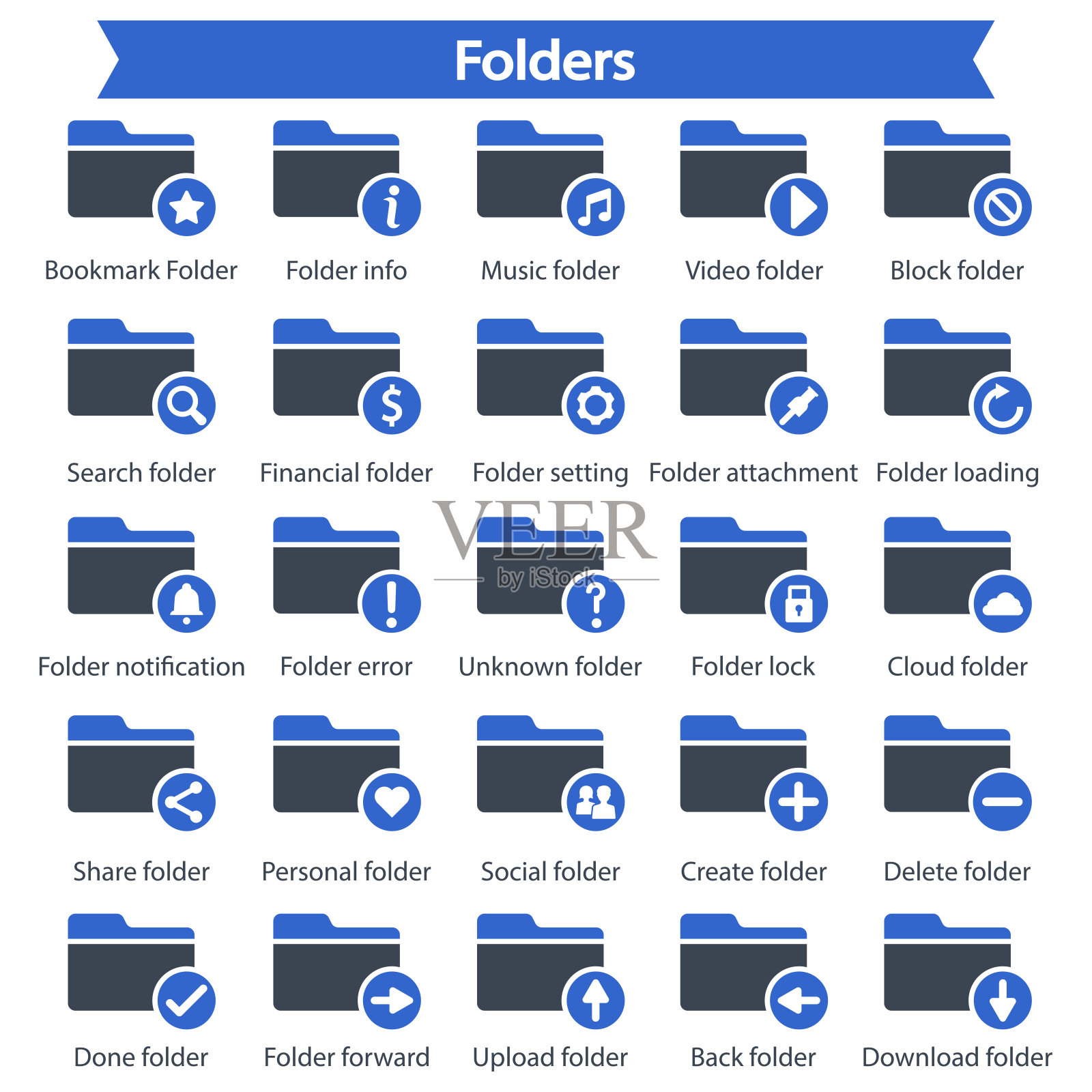 文件夹图标设置-蓝色系列图标素材