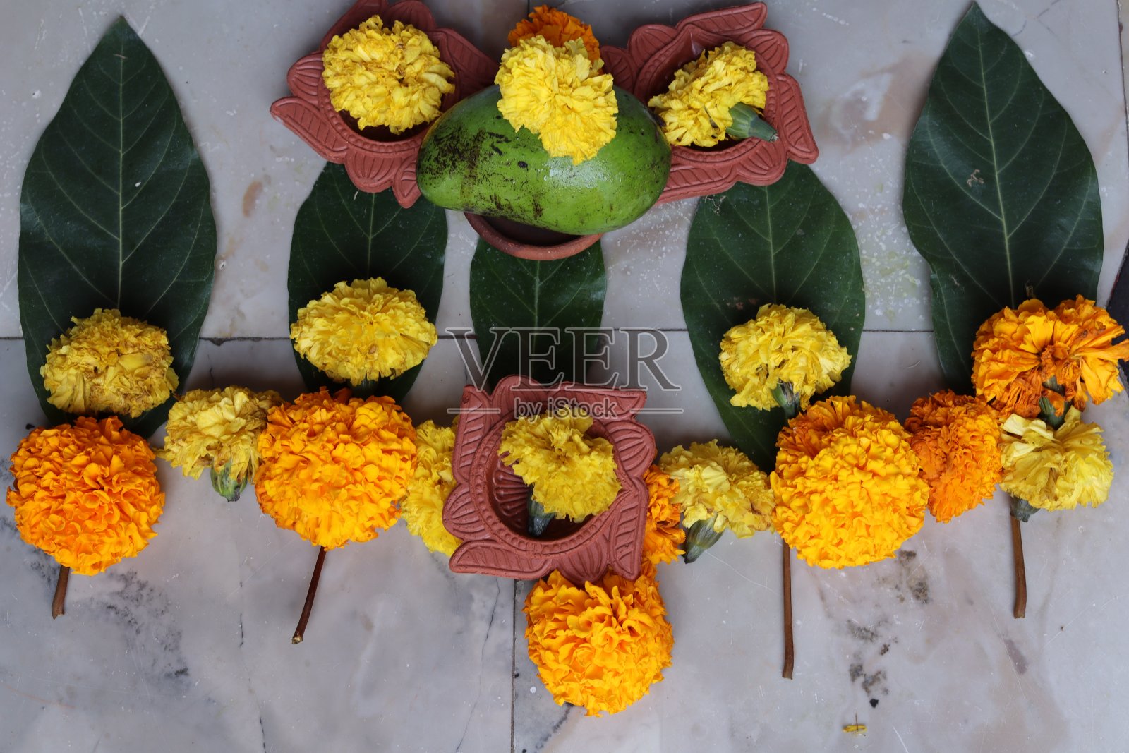 乌加迪节的万寿菊花兰格利设计照片摄影图片