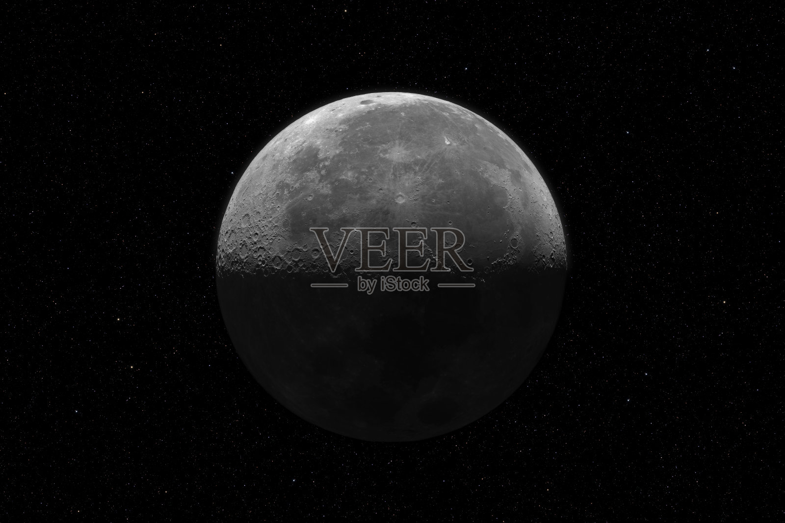 星空下的月亮,超级HDR图像照片摄影图片