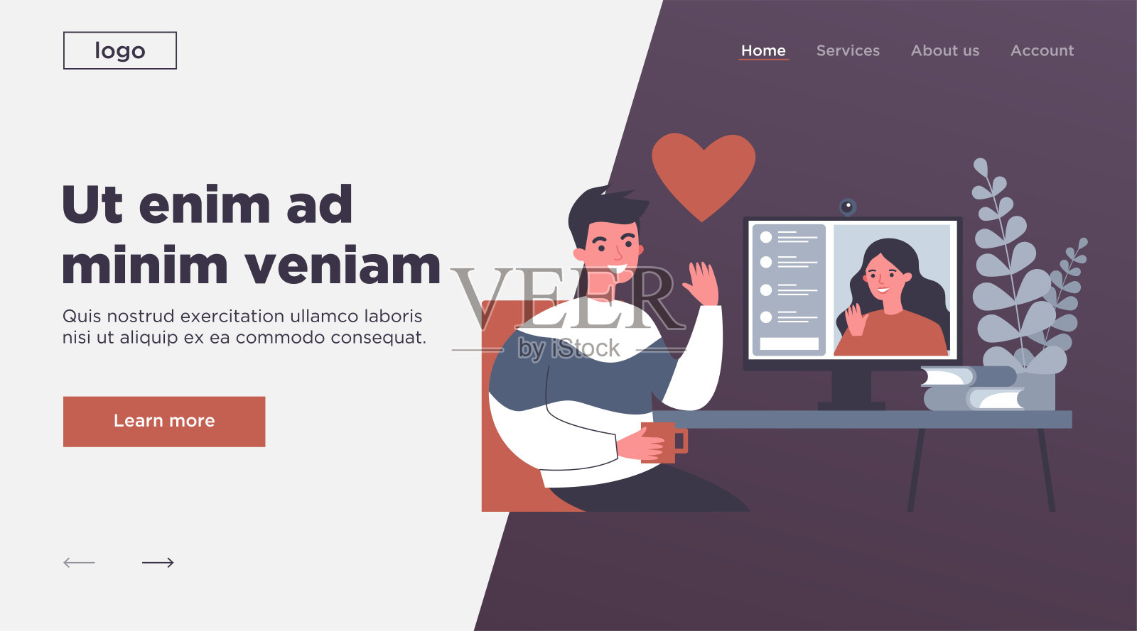 快乐的人约会网上平面矢量插图插画图片素材