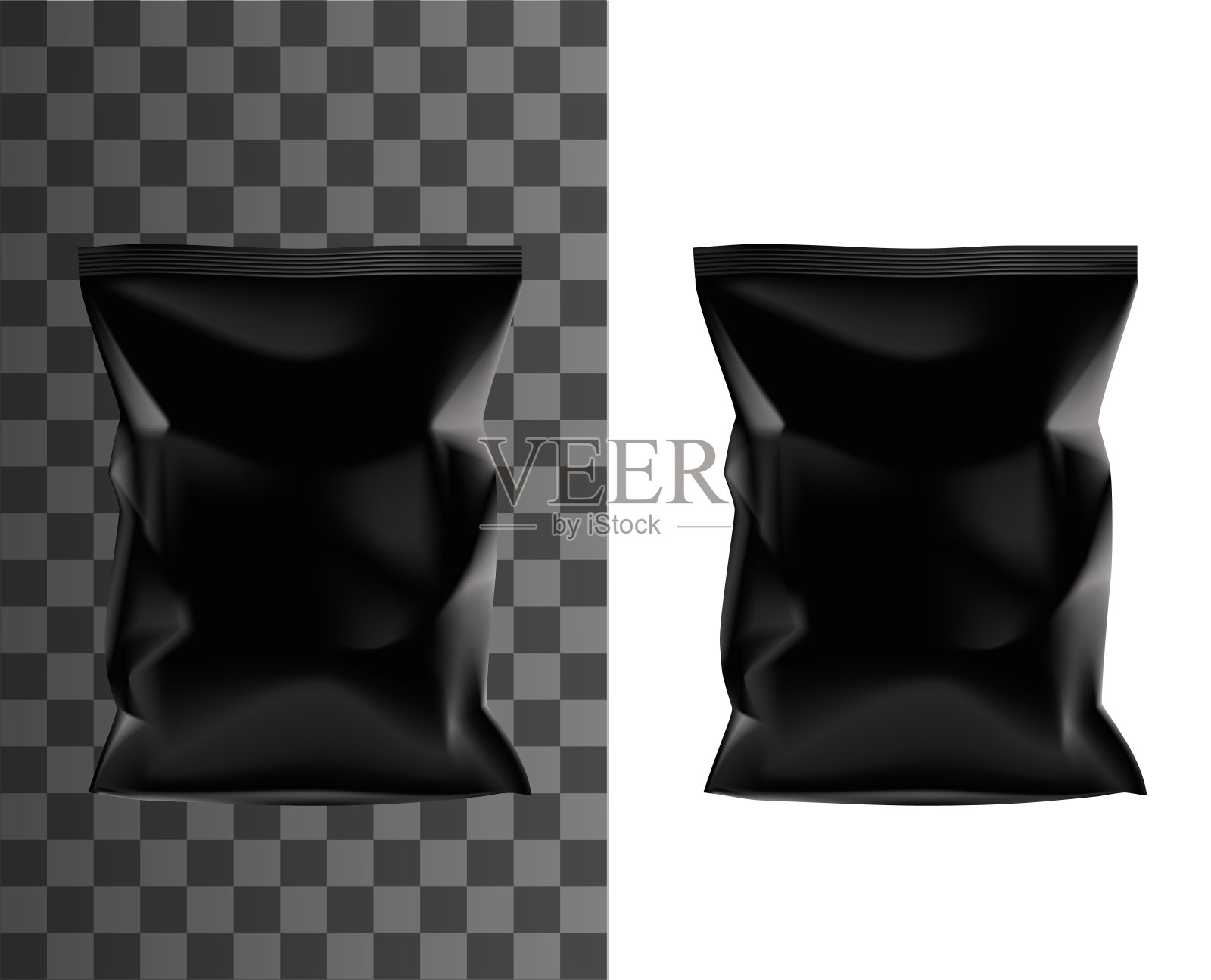 产品包装逼真,黑色小袋小袋插画图片素材