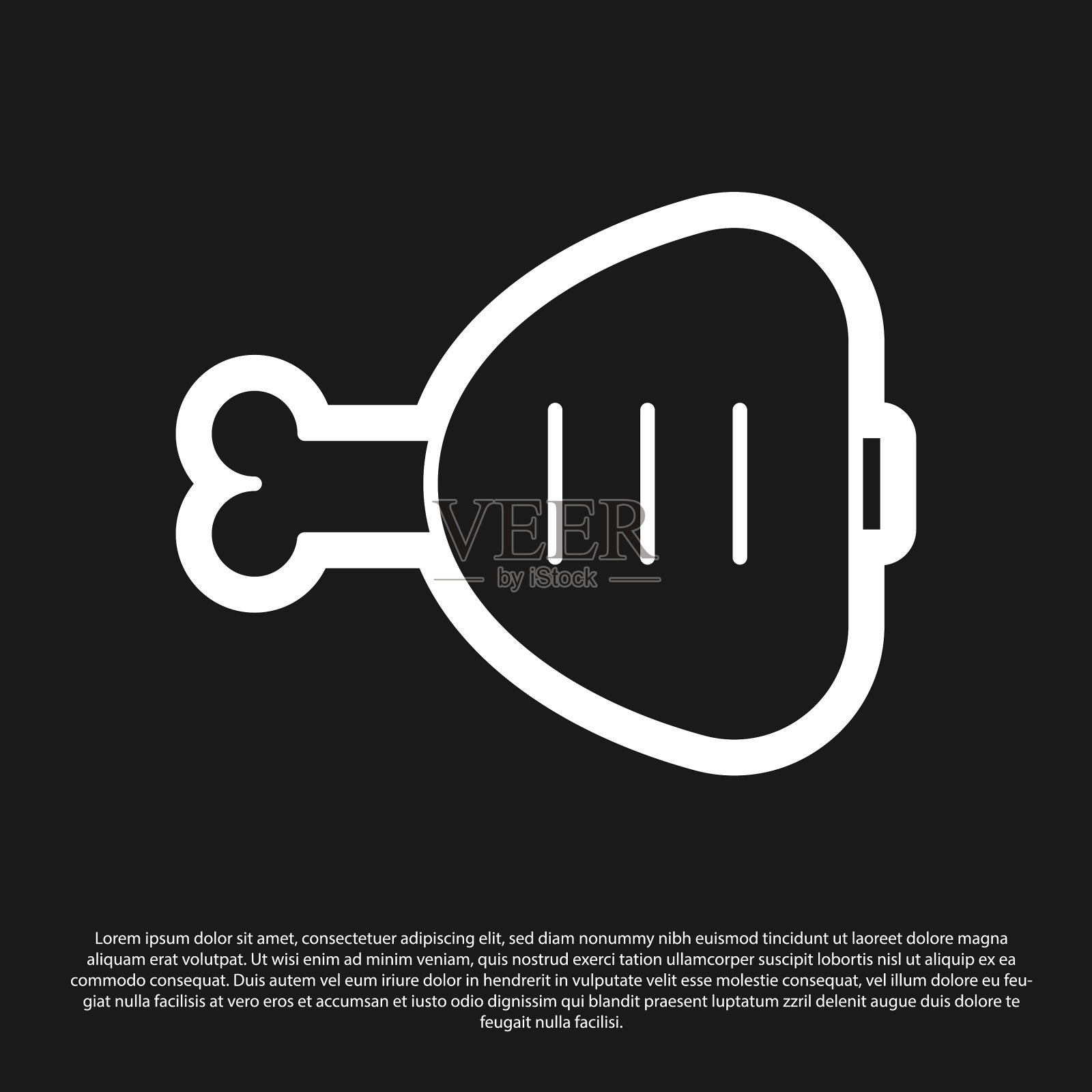 黑色鸡腿图标孤立在黑色上插画图片素材