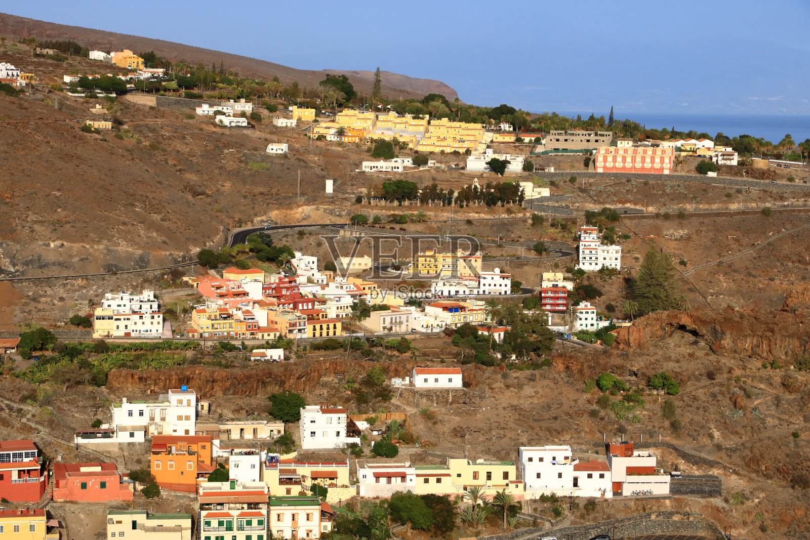 鸟瞰图圣地亚哥,拉戈梅拉,加那利群岛照片摄影图片