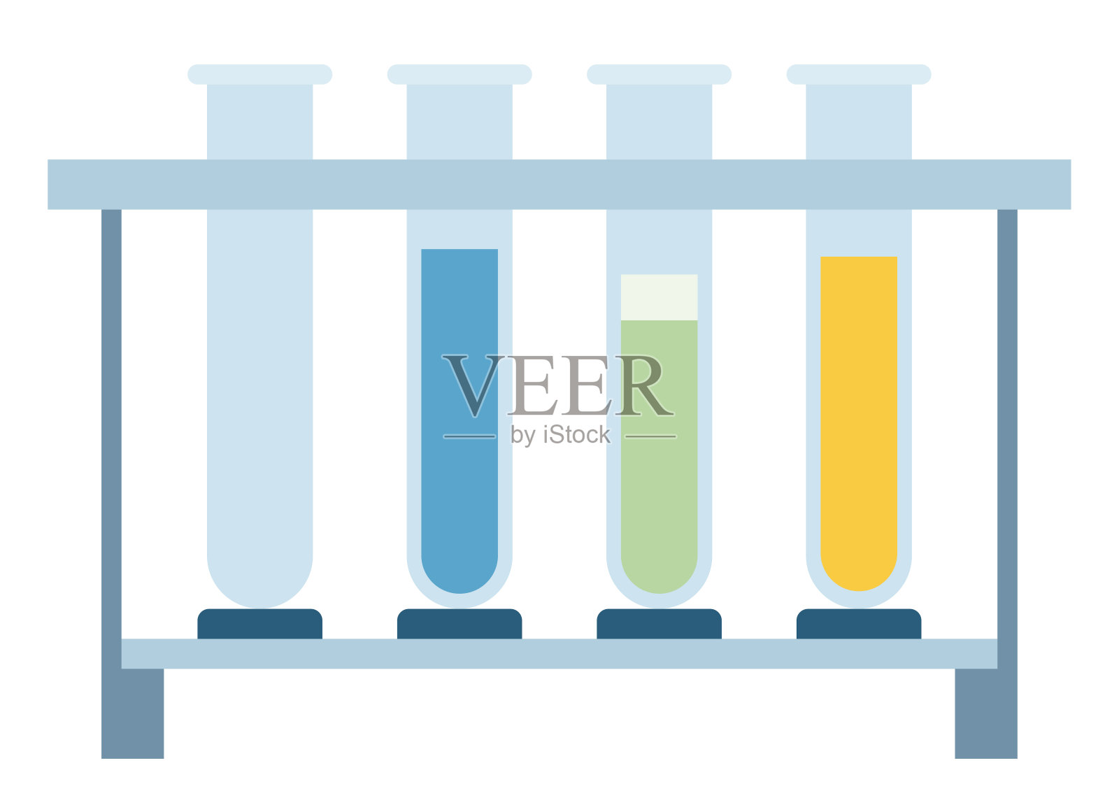 实验室玻璃管与液体容器矢量图标平隔离插画图片素材