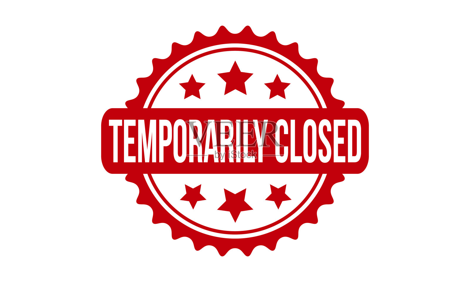 临时封闭橡皮图章。红色暂时关闭橡胶垃圾邮票印章矢量插图插画图片素材