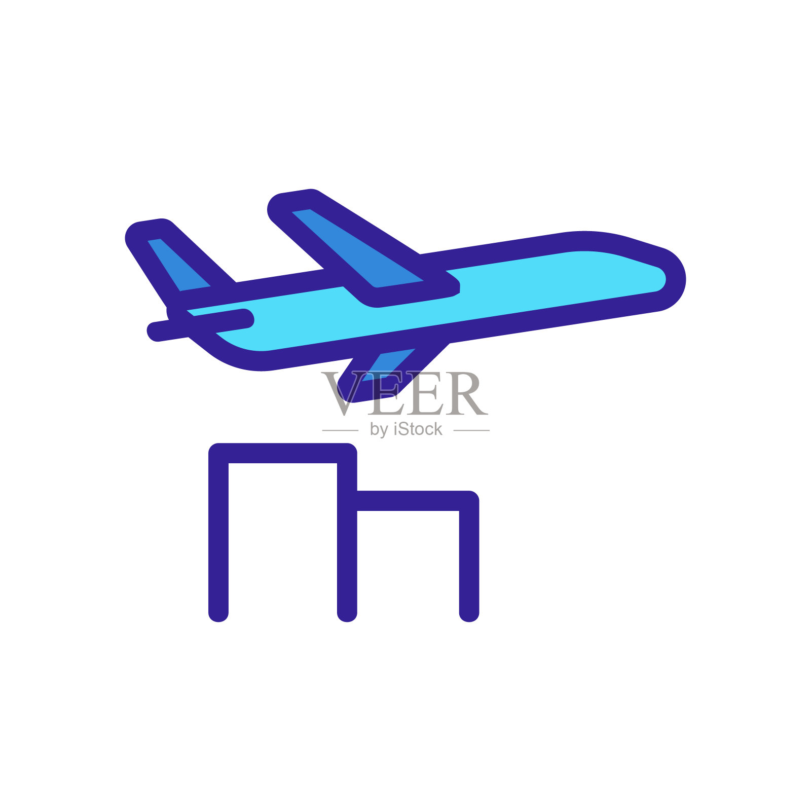 飞机飞过房子的声音图标矢量轮廓插图插画图片素材