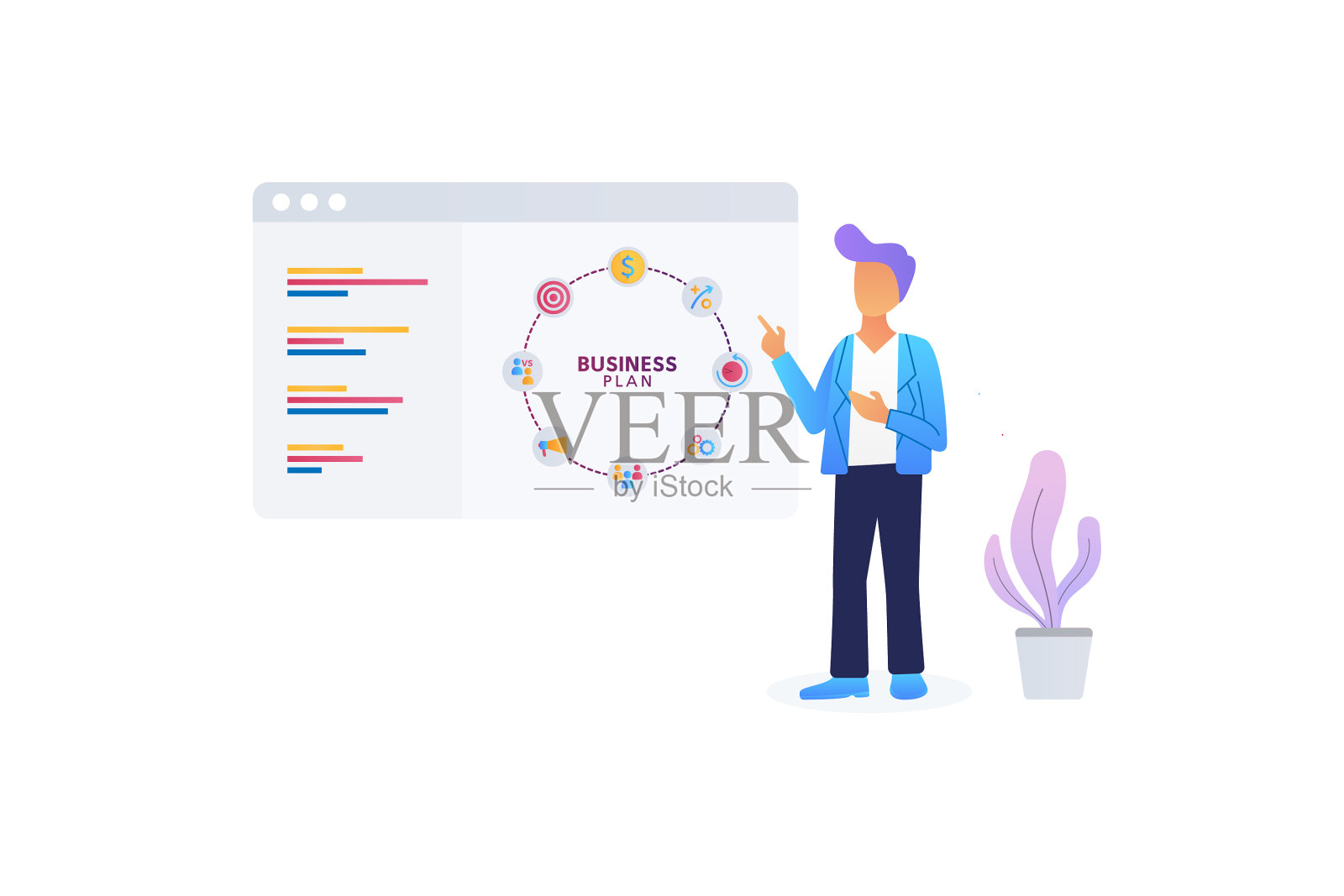 经理正在介绍业务计划设计元素图片