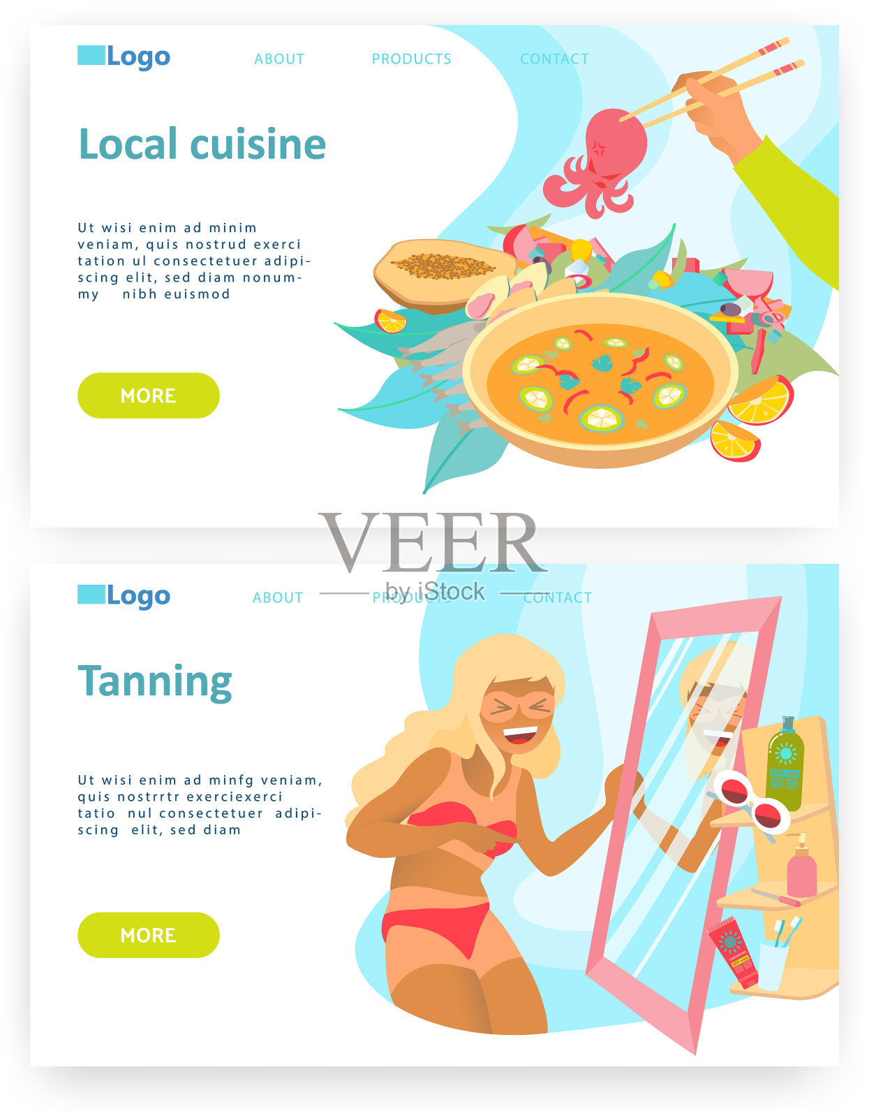 旅游概念女人与晒伤当地设计模板素材