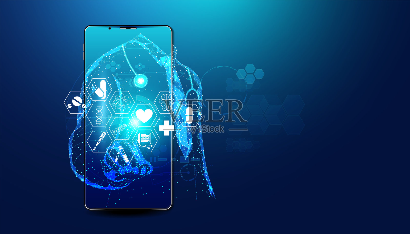 在线医生与医疗服务的概念当前的医疗保健行业已经接入互联网和在线世界,帮助人们获得治疗。网上。插画图片素材