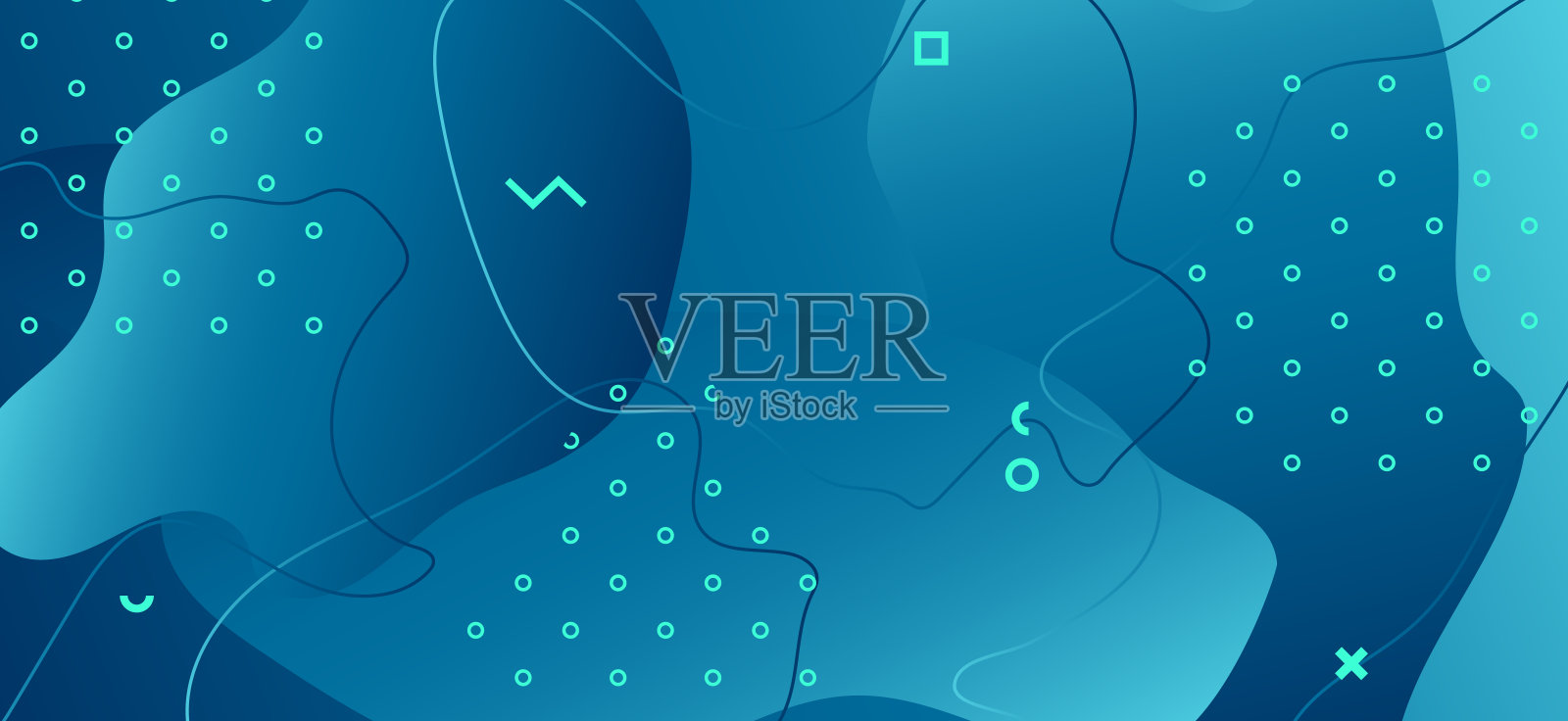 蓝色的液体横幅。小波表示。插画图片素材