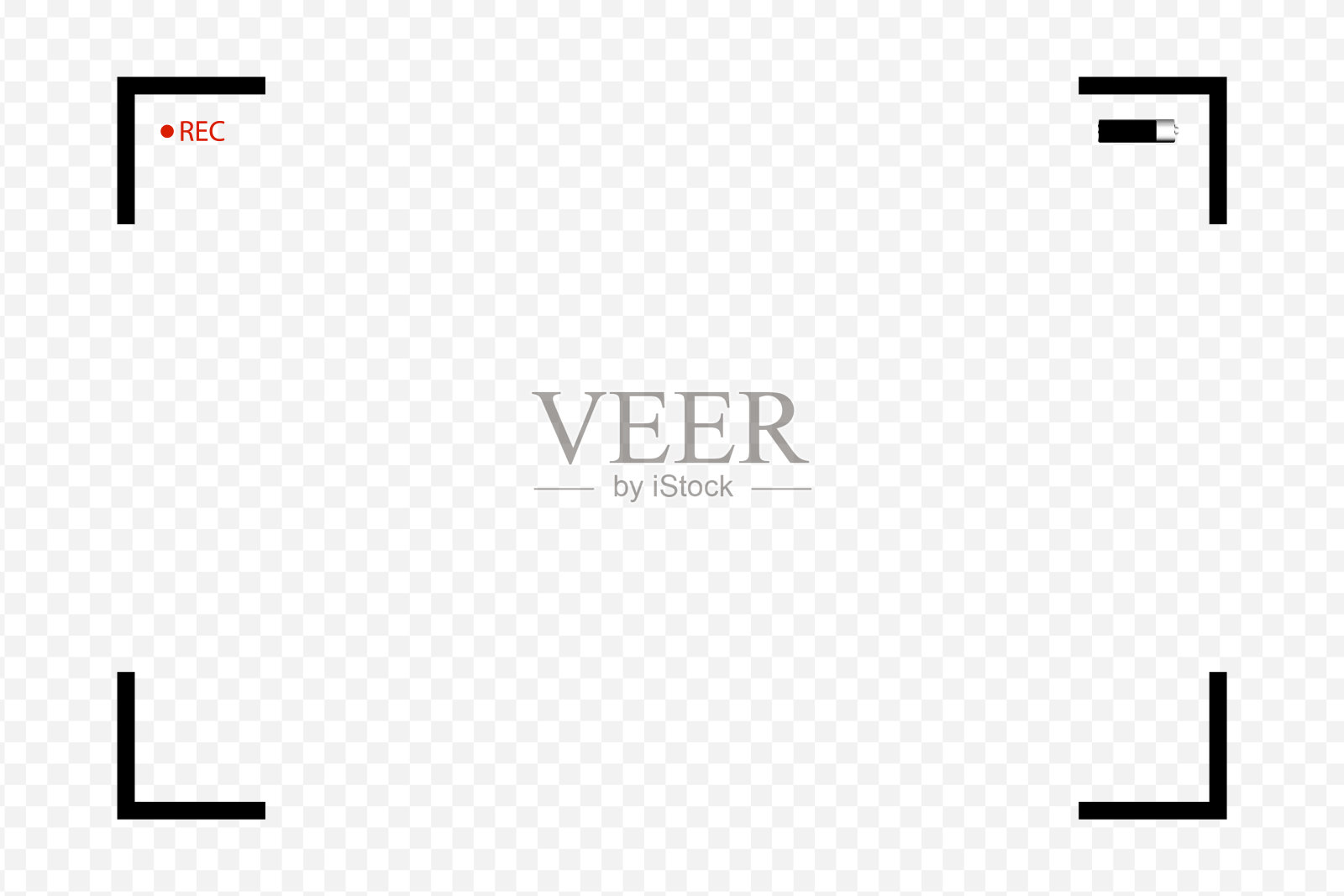 VCR数码显示相机的取景器框架向量框架与照片框架与透明背景的照片框架插画图片素材