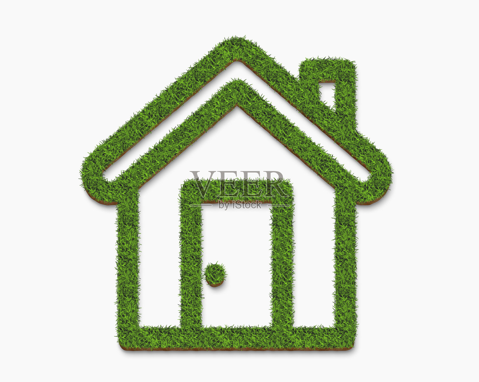 家绿草图标孤立在白色的背景照片摄影图片