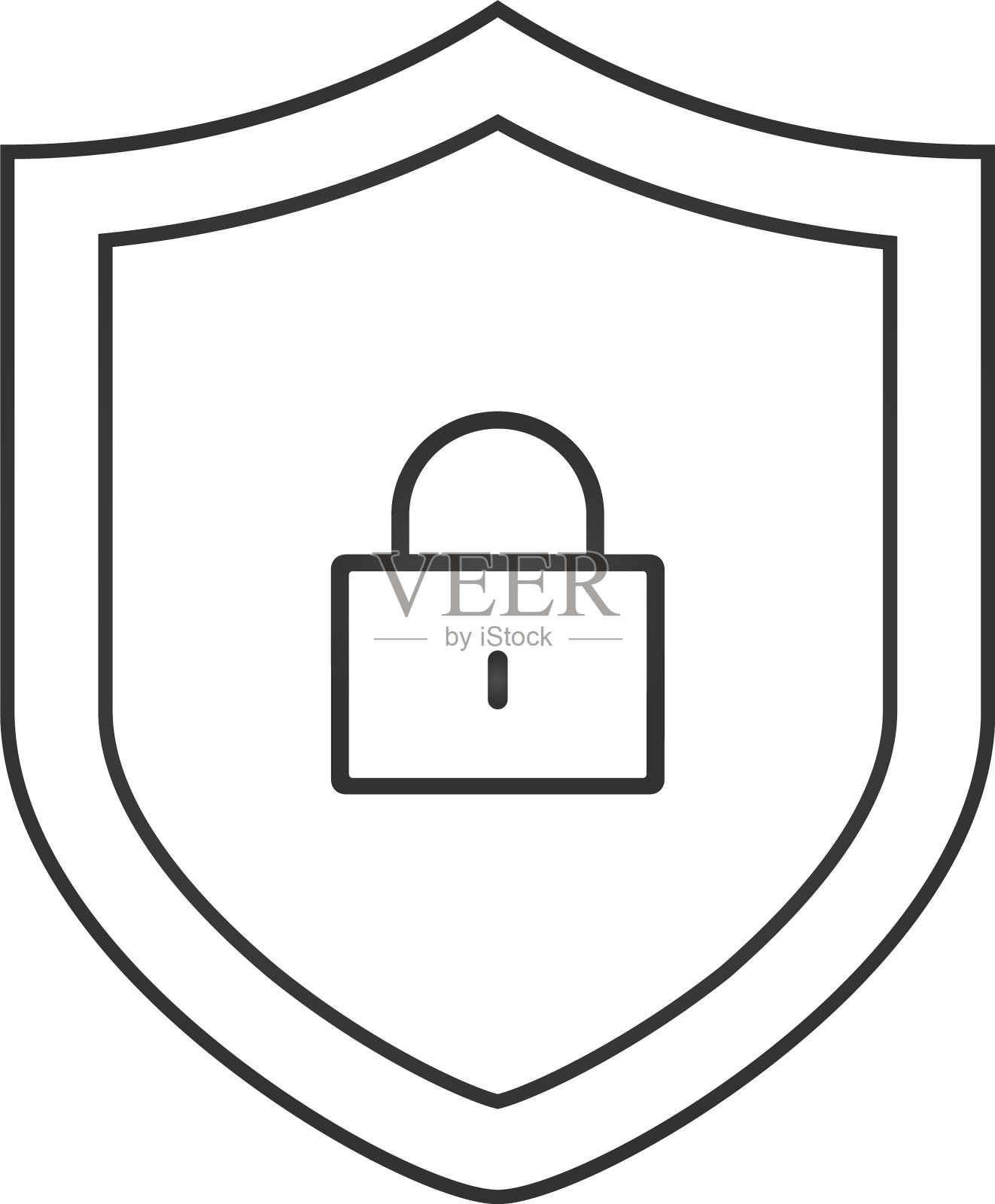 安全屏蔽与锁轮廓图标线性图标素材