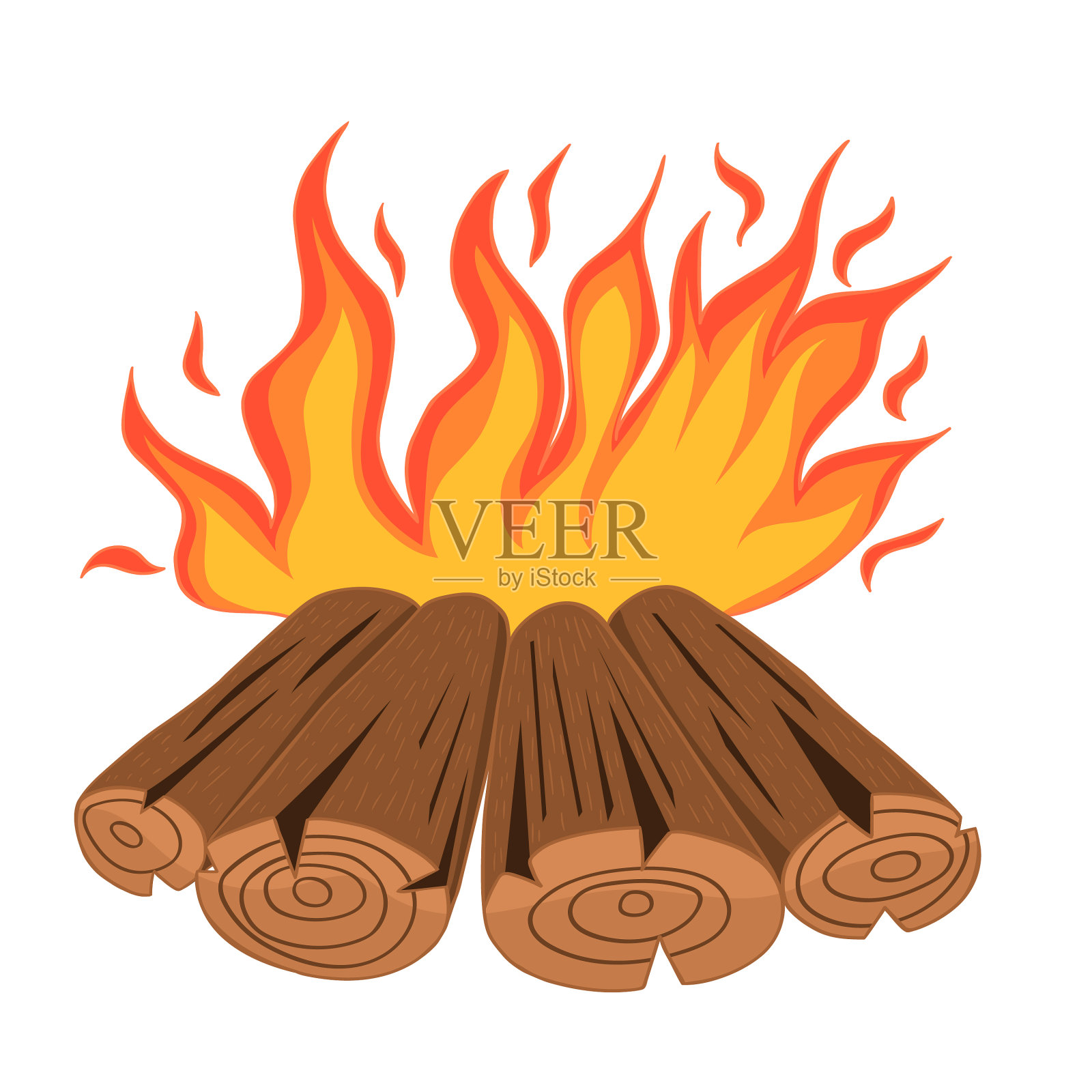 篝火在卡通风格孤立在一个白色设计元素图片