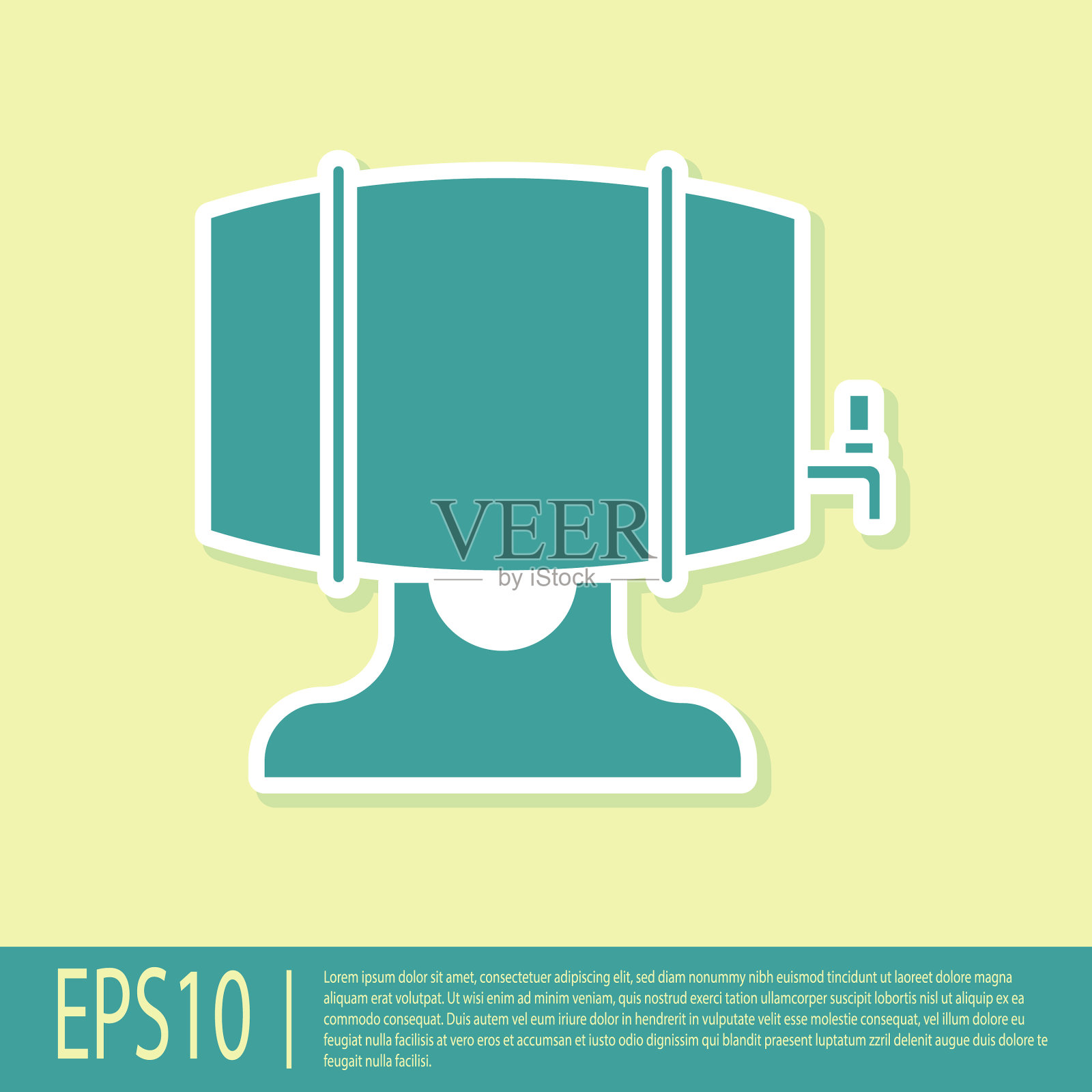 绿色木桶架上有旋塞图标插画图片素材