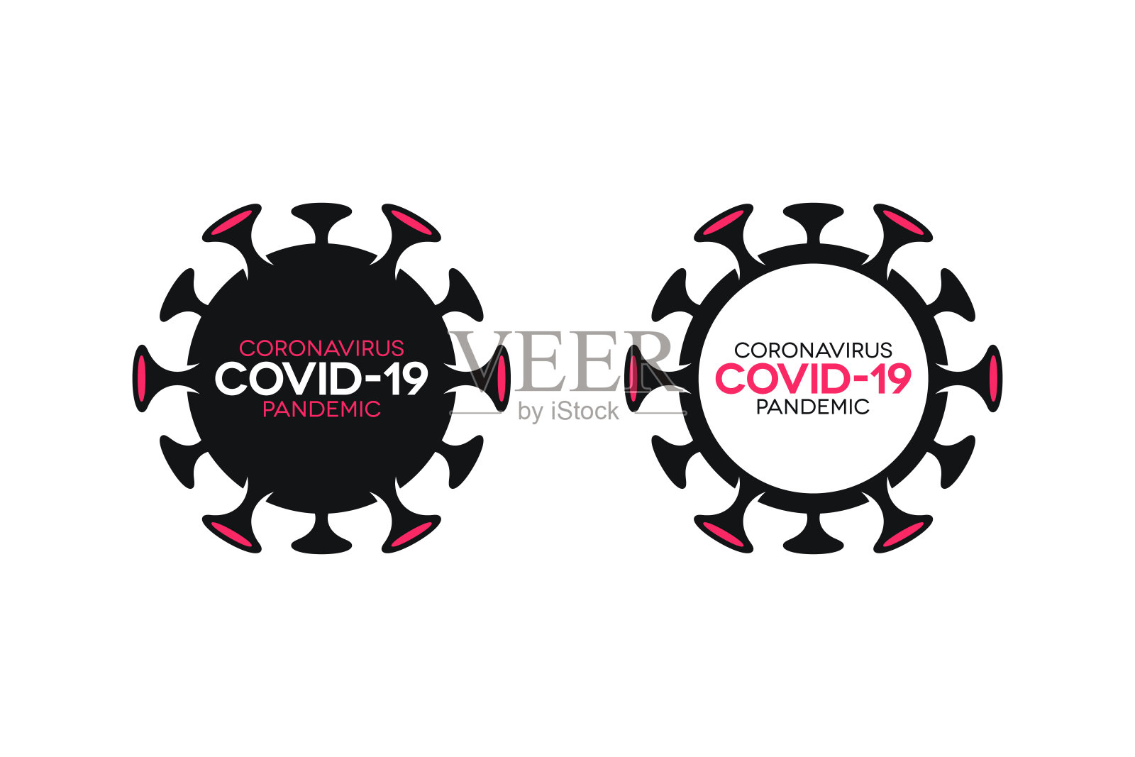 冠状病毒图文图标插画图片素材