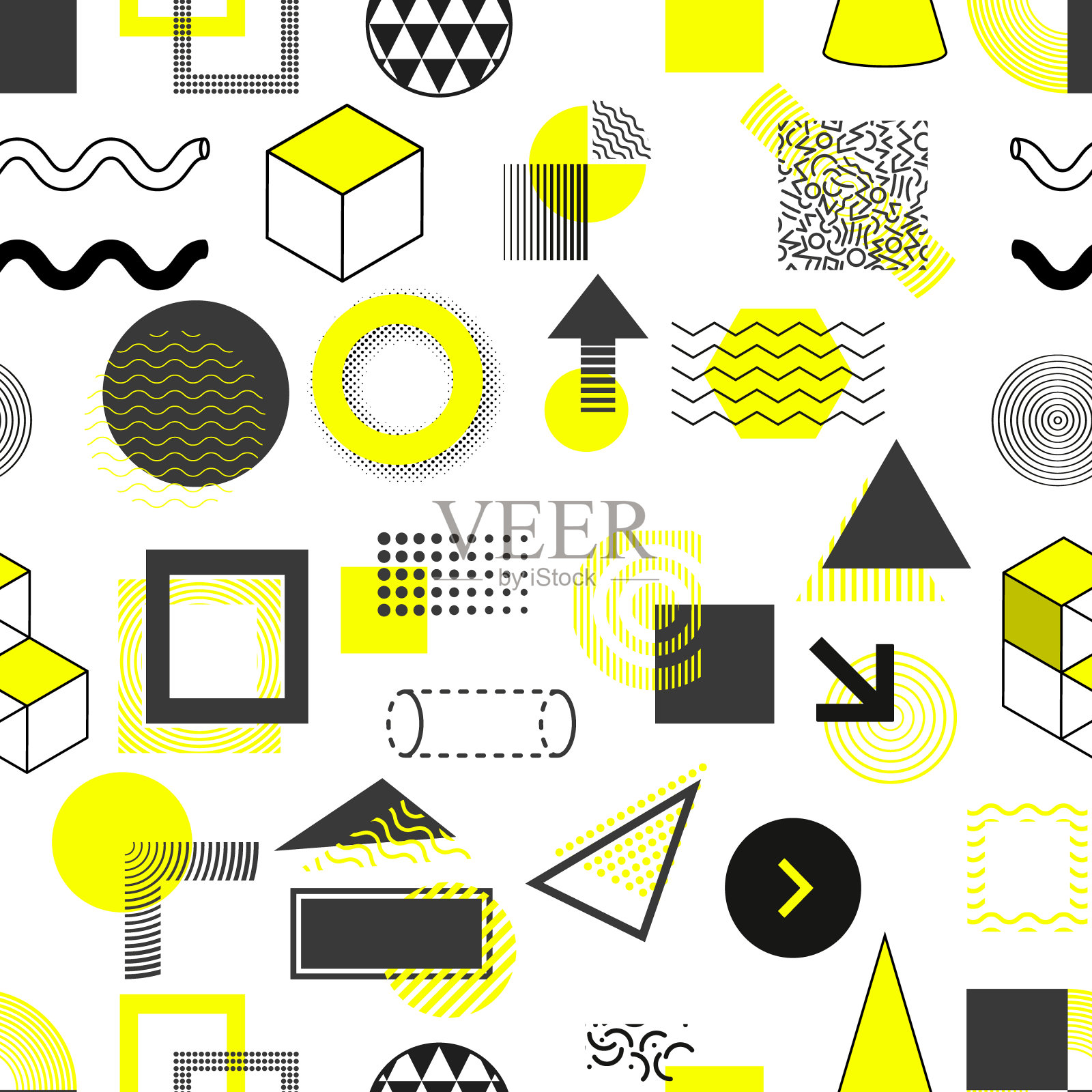 一组几何图形。几何设计,复古元素的网页,复古,广告,商业横幅,海报,传单,广告牌,销售。集合时尚的半色调矢量几何形状。插画图片素材