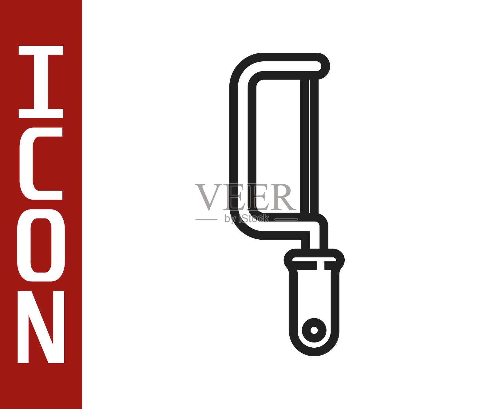 黑线钢锯图标孤立在白色背景上。金属锯用于木材和金属。矢量图插画图片素材