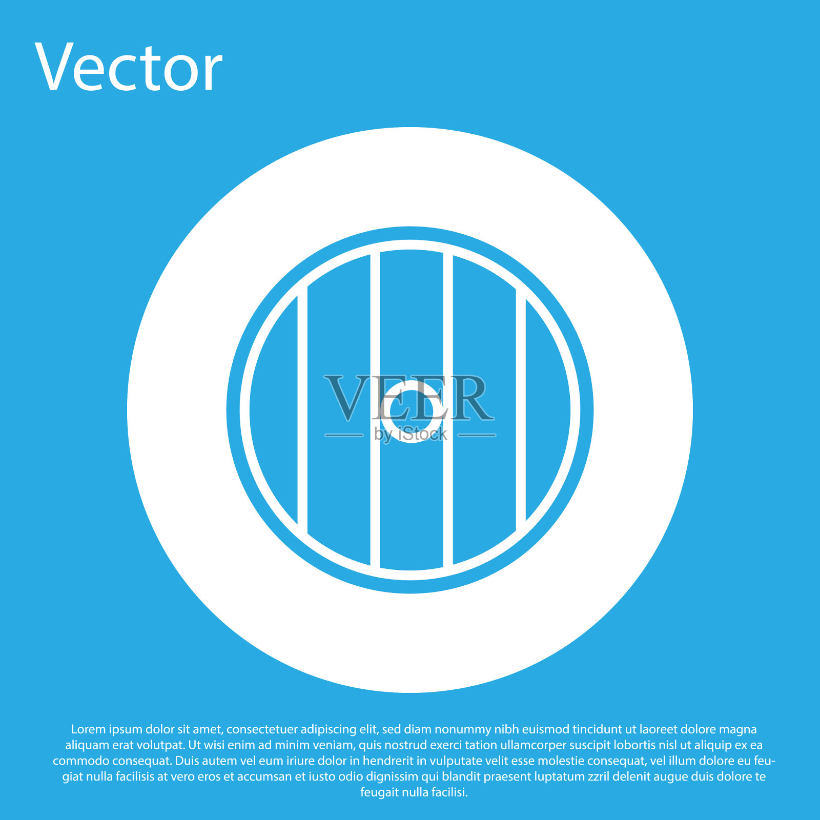 蓝色圆形木盾图标孤立在蓝色插画图片素材