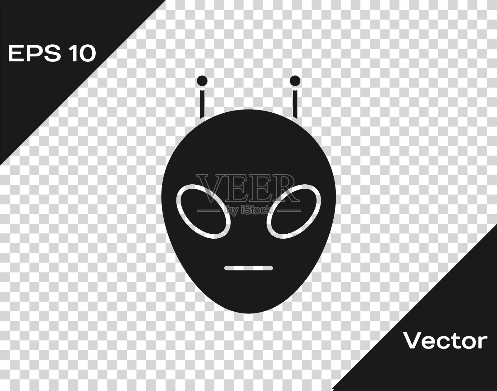 灰色外星人图标隔离透明插画图片素材