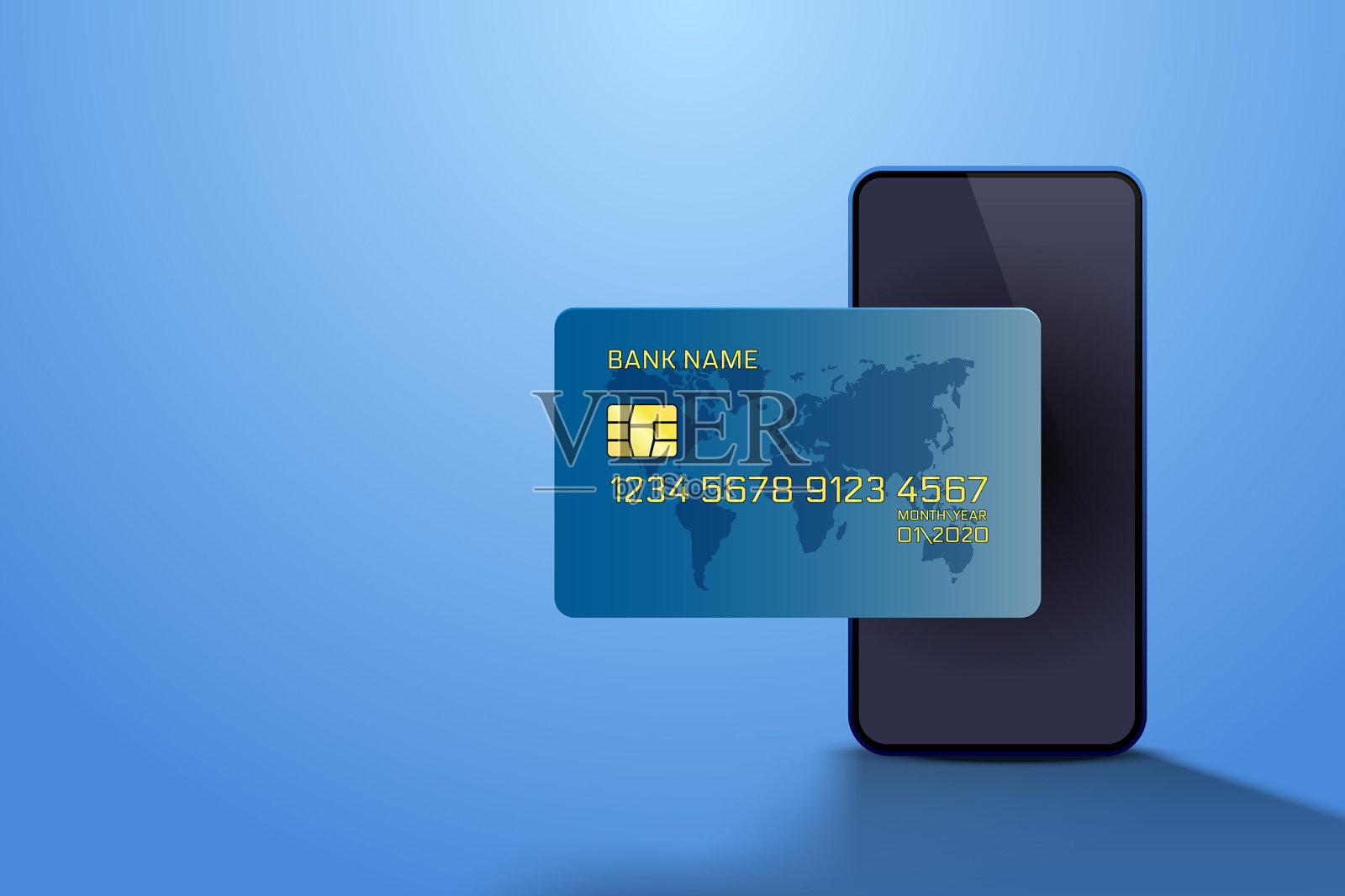 电子信用卡和电话图标金融插画图片素材