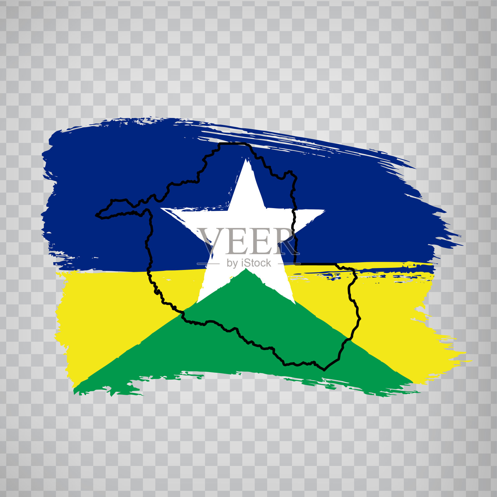 朗多尼亚旗从笔触。朗多尼亚的空白地图。巴西联邦共和国。高质量的地图和旗帜朗多尼亚透明的背景为您的设计。EPS10插画图片素材