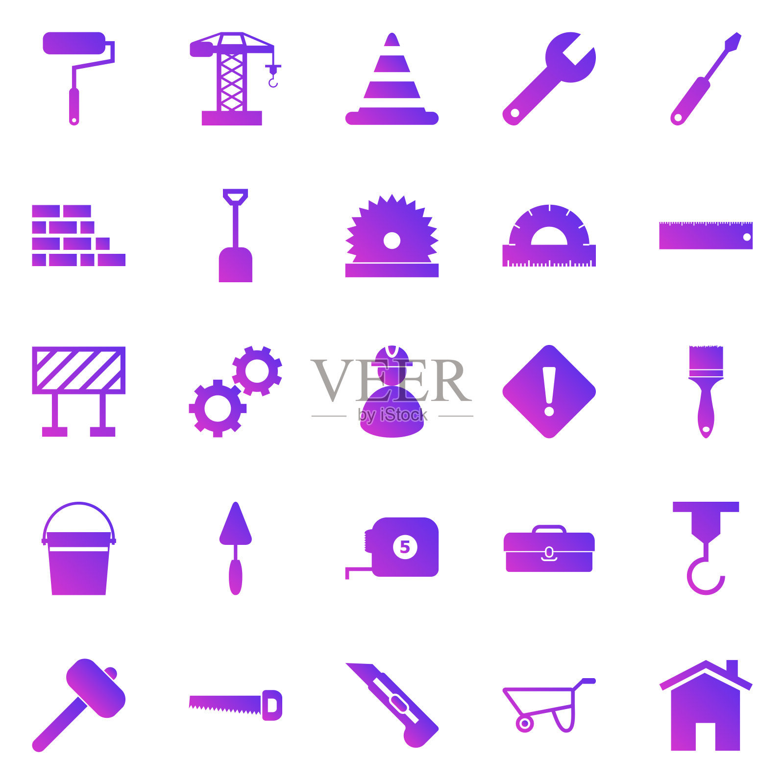 在白色背景上构建渐变图标图标素材