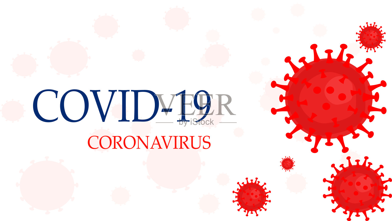 载体文本covid -19冠状病毒在白色背景中含有细菌,传播病毒的概念插画图片素材