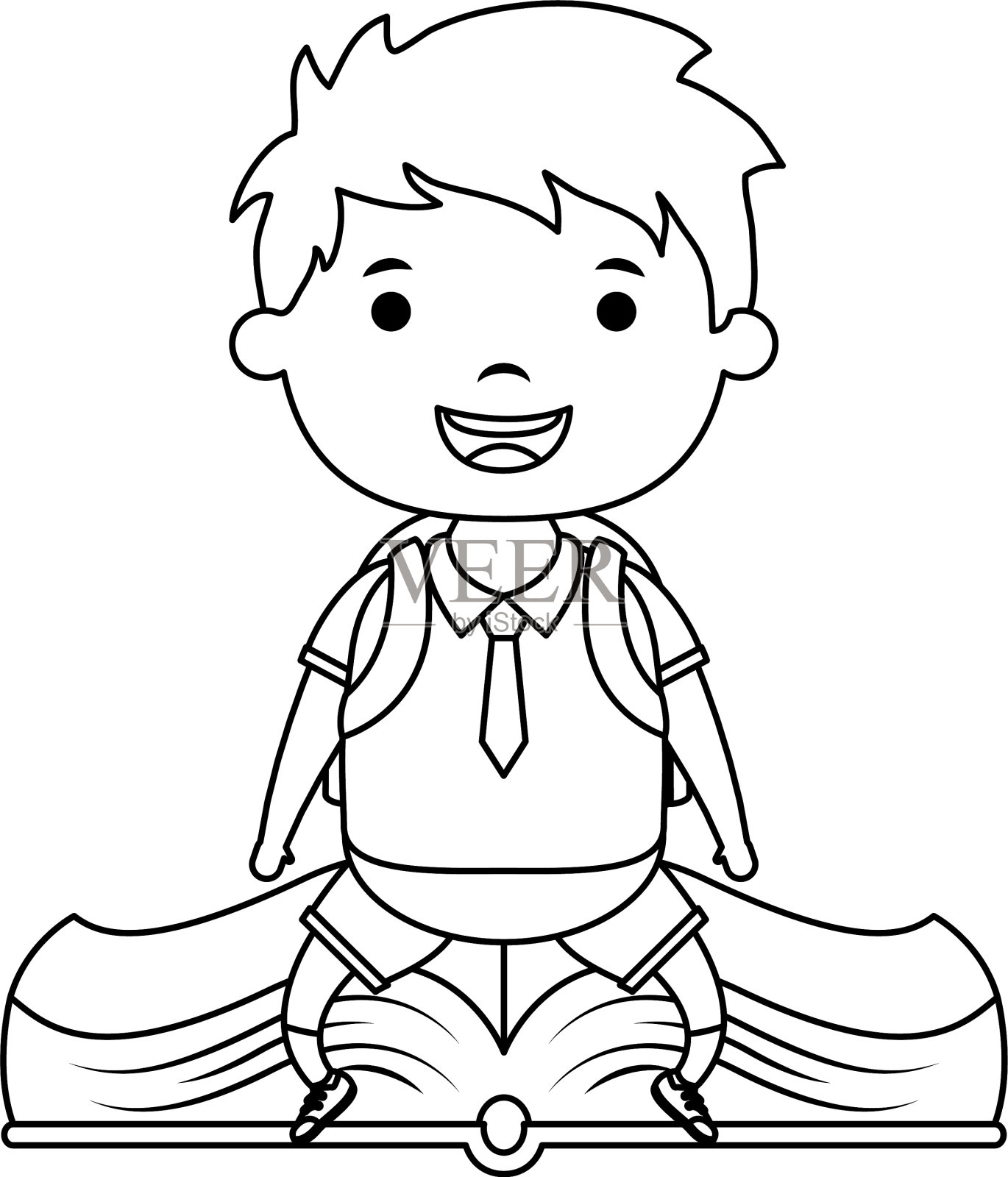 可爱的小学生男孩坐在书中的人物设计元素图片