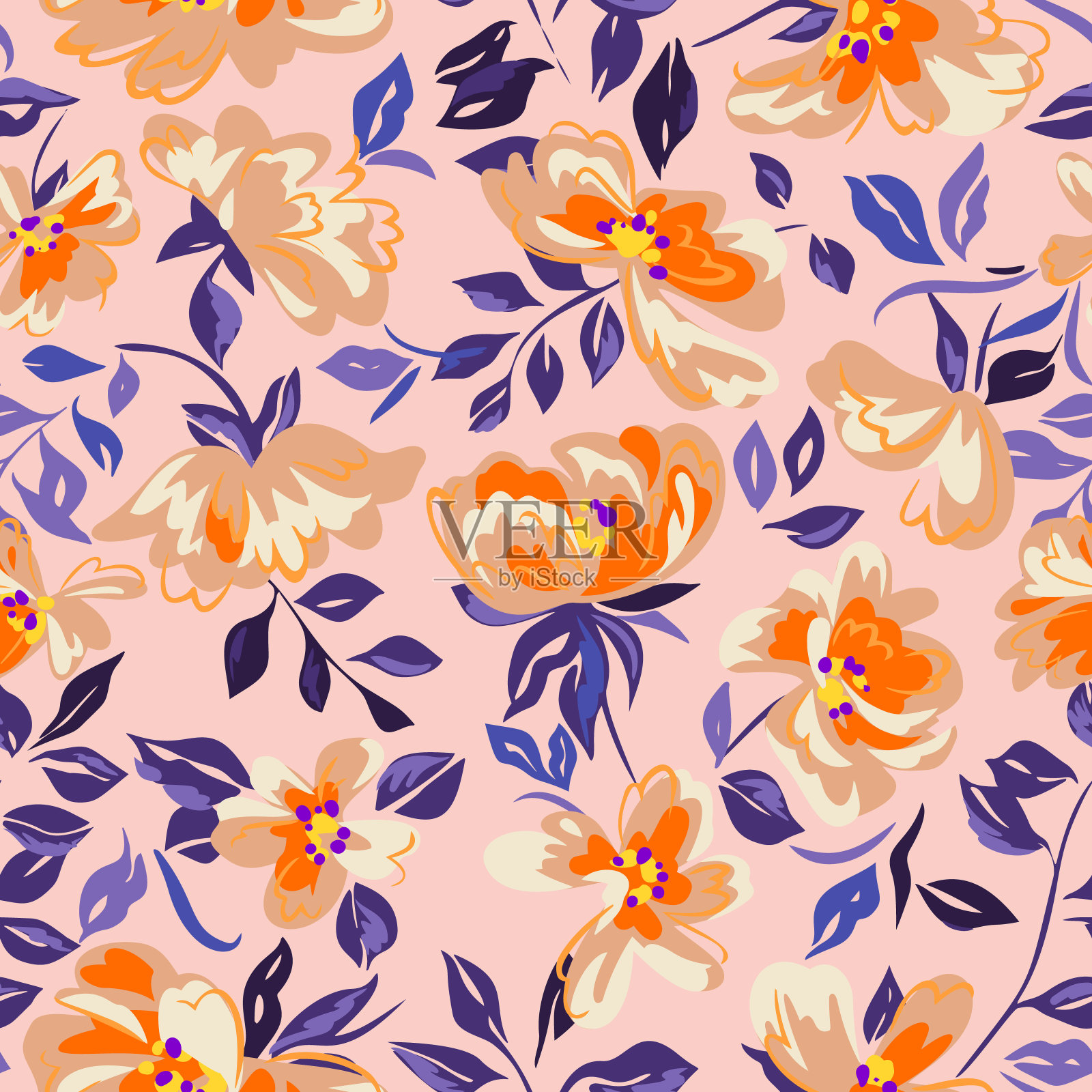 艺术的背景。抽象牡丹花的无缝图案,花瓣纹理模糊。夏天自然点缀。鲜花盛开。插画图片素材