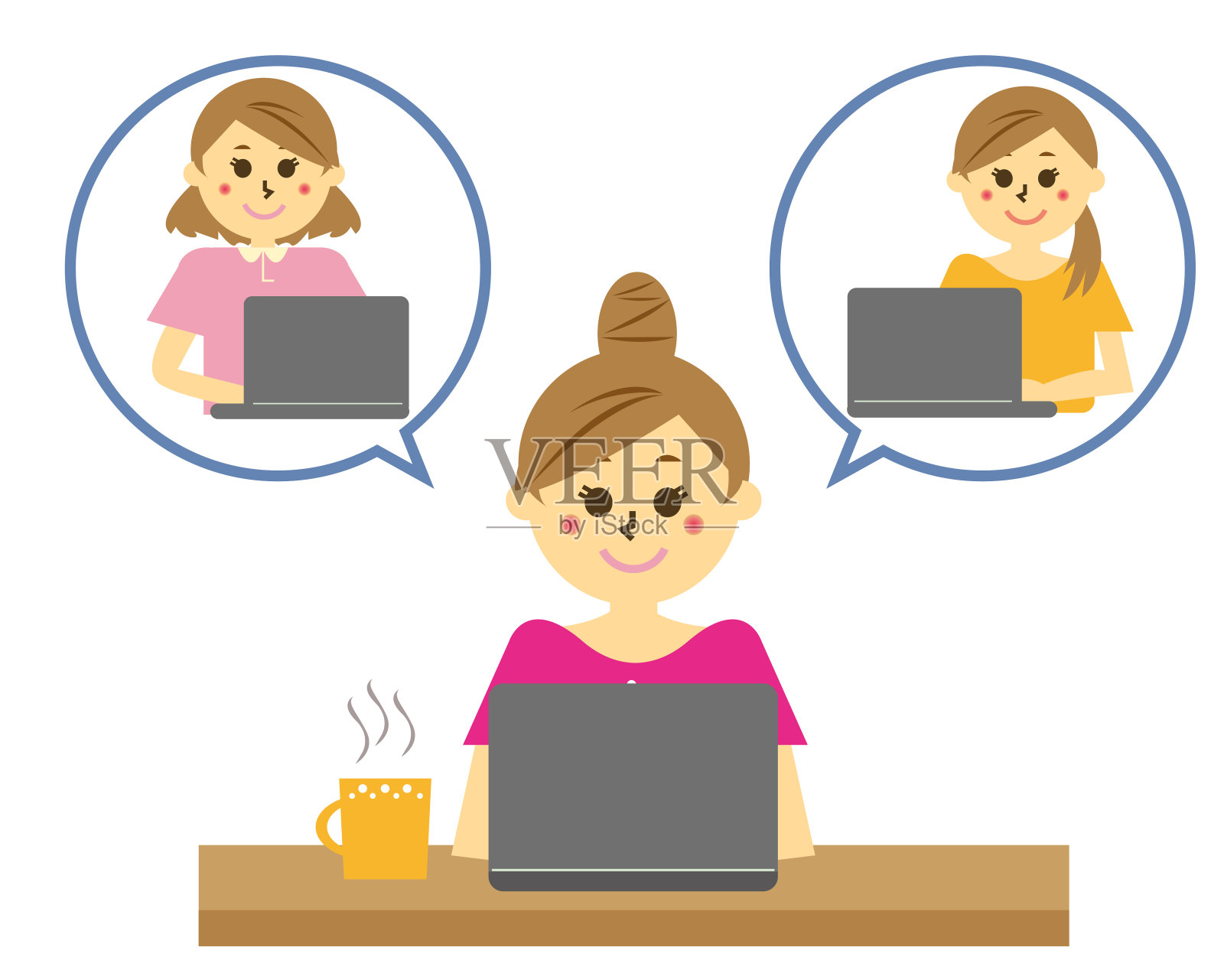 矢量插图推荐远程工作。在家工作插画图片素材