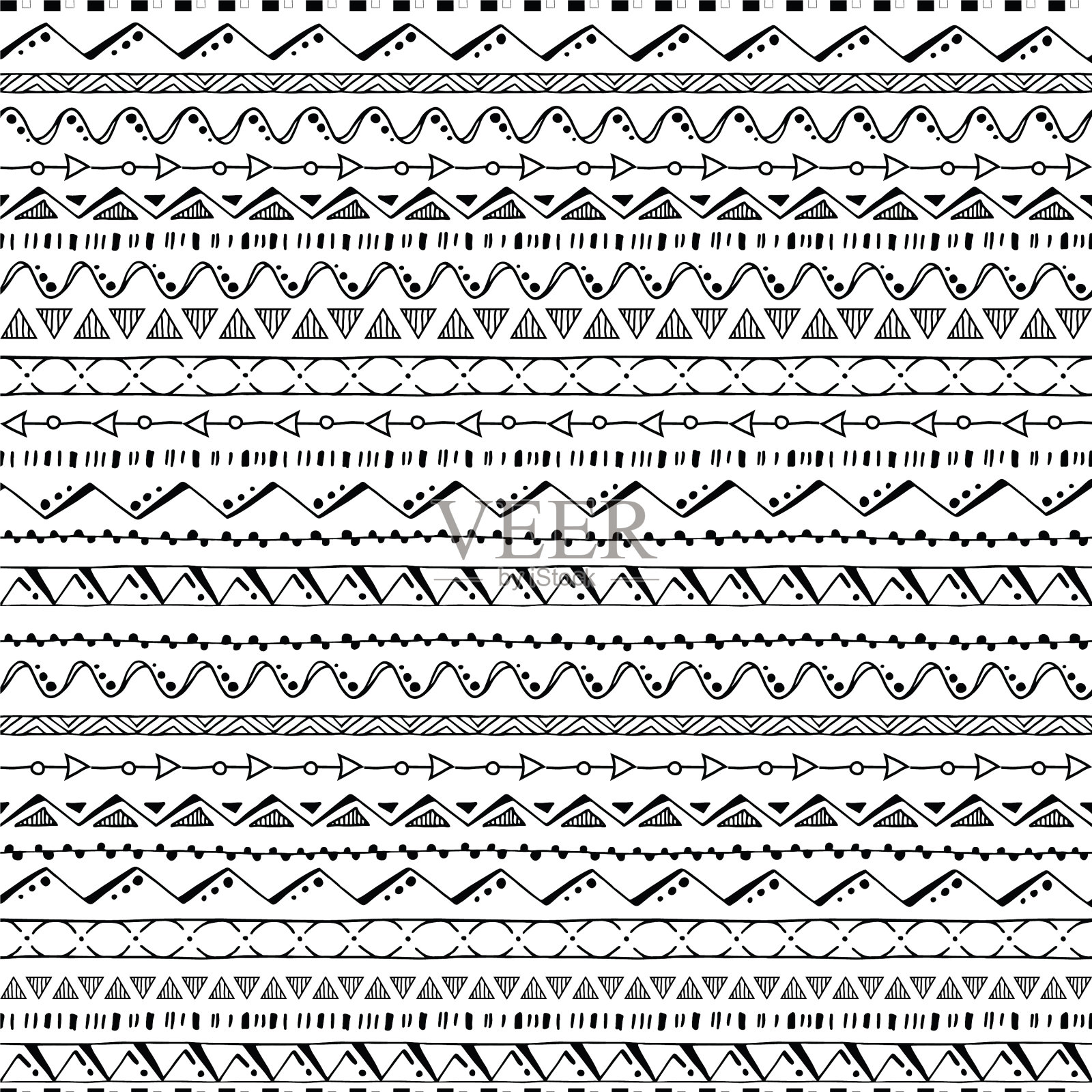 手绘部落无缝模式插画图片素材