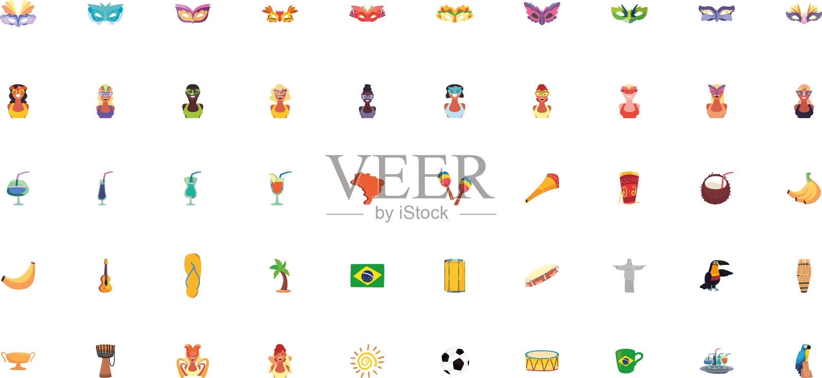 孤立巴西图标集设计图标素材