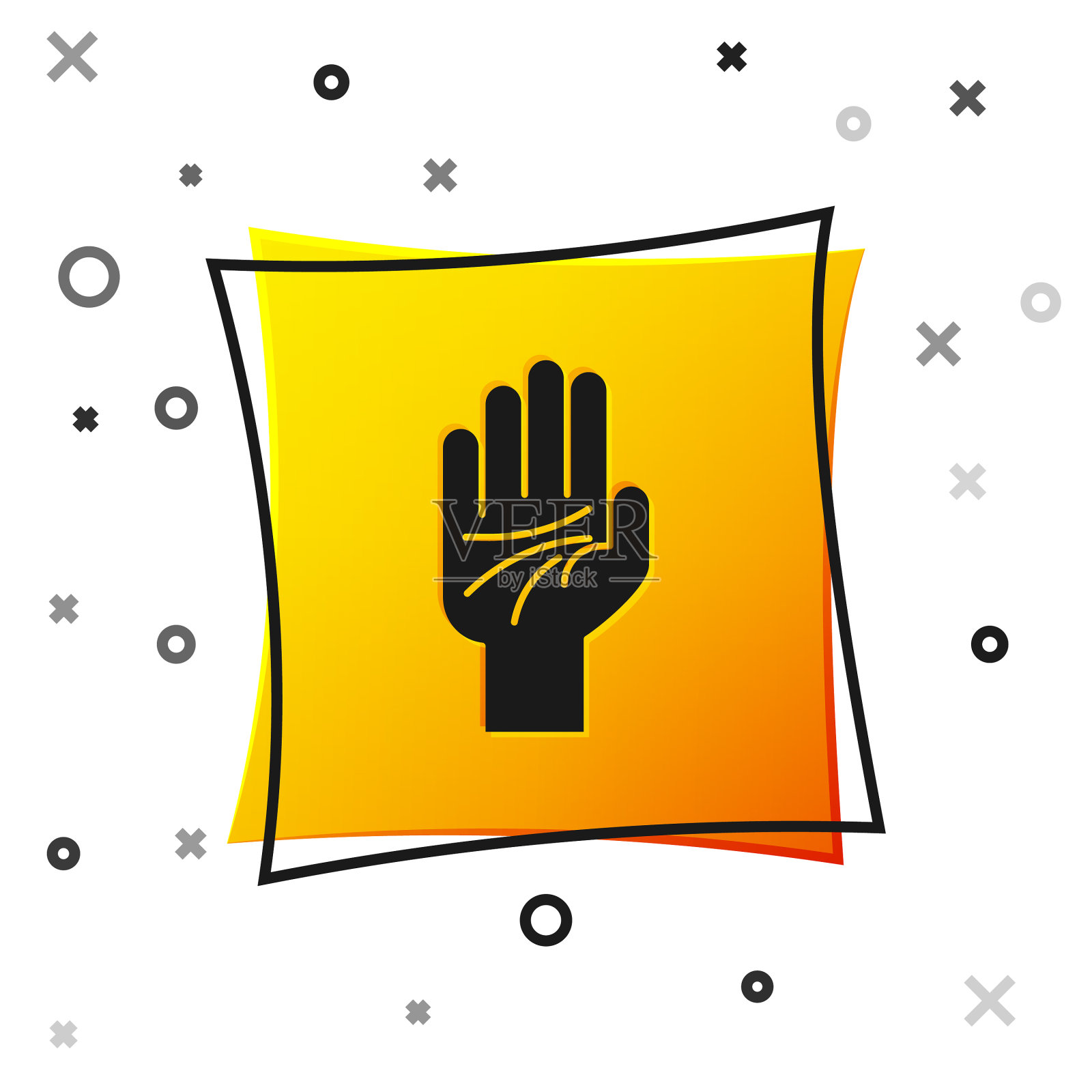 黑色手相手图标孤立在白色图标素材