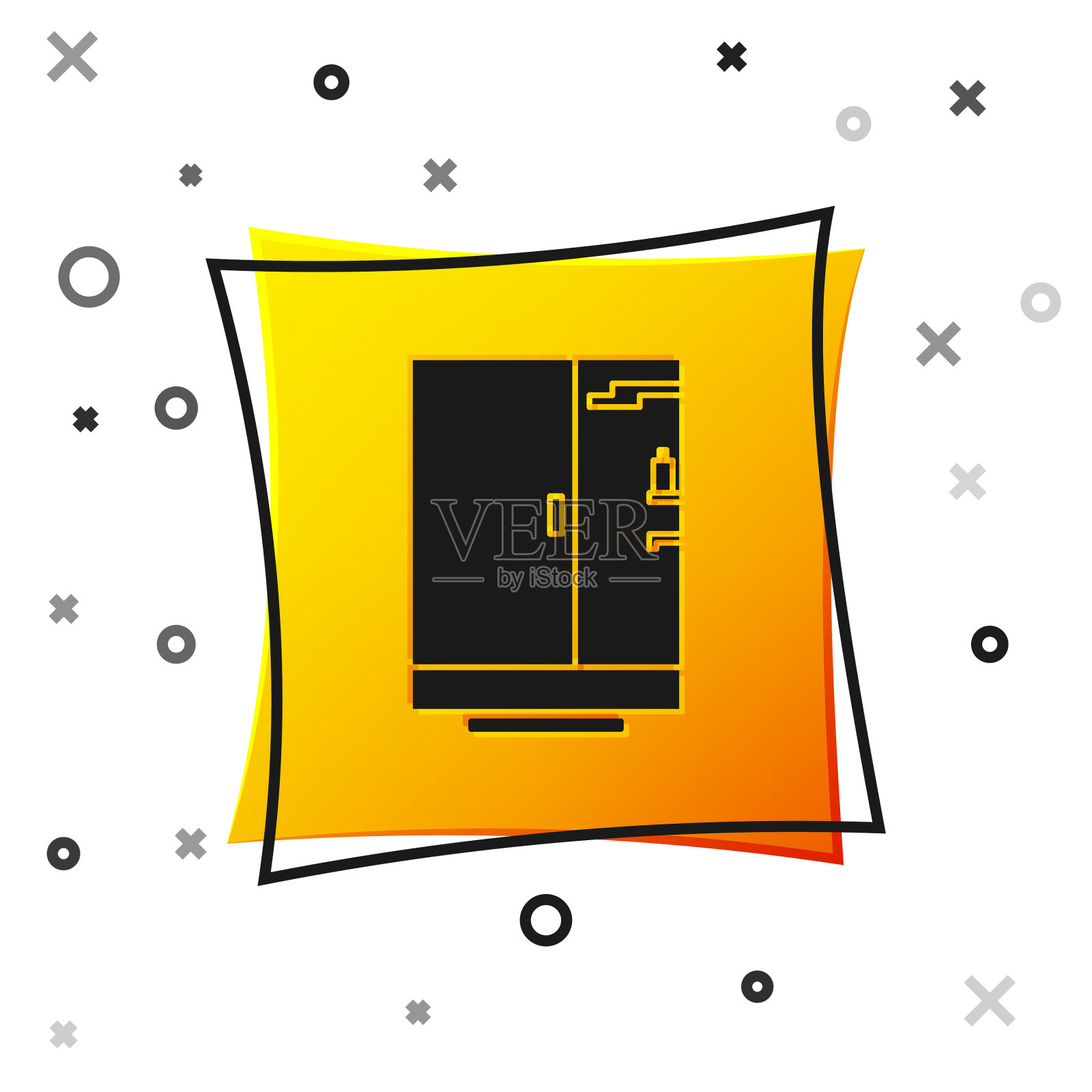 黑色淋浴房图标孤立在白色上图标素材